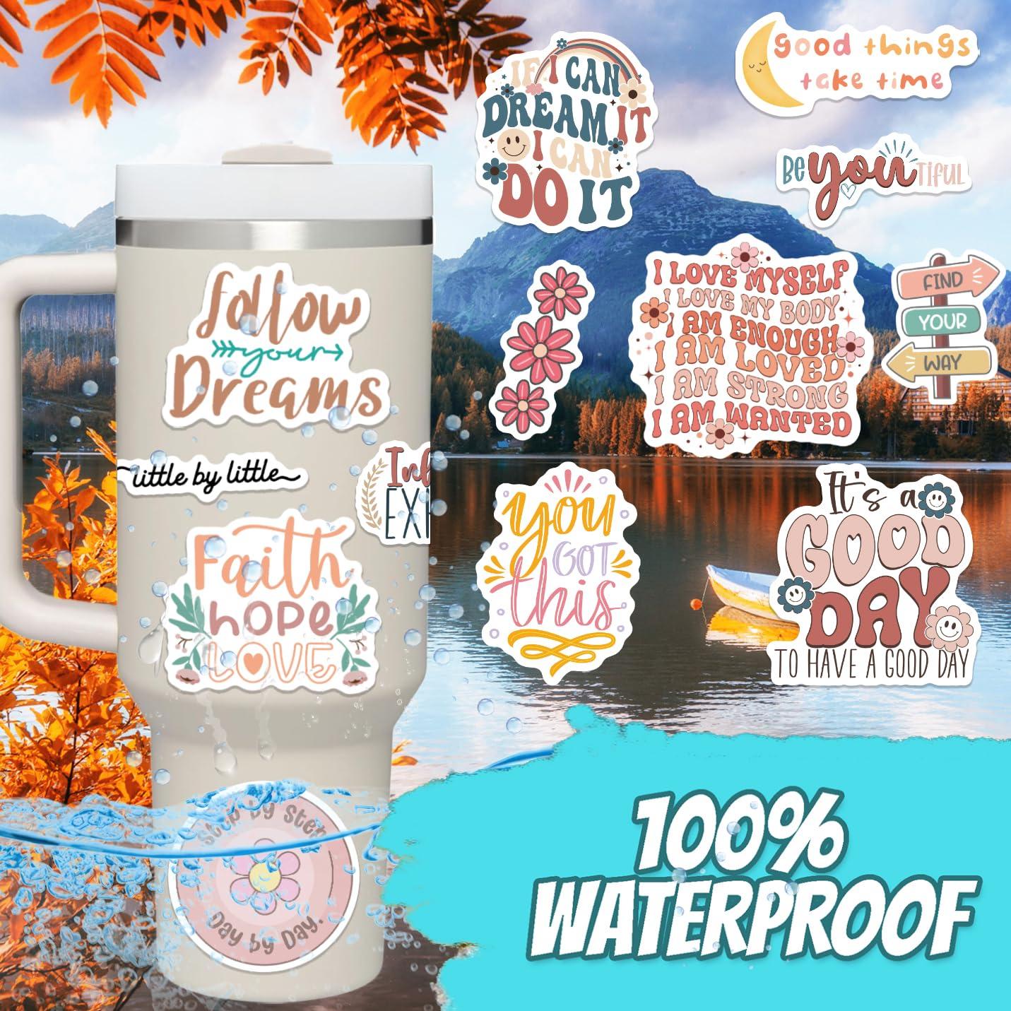 300PCS Motivational Stickers for Vision Board Water Bottles Laptops, Inspirational Quote Waterproof Vinyl for Journals Cups, Affirmation Boho Stickers for Women Holographic - Image 4