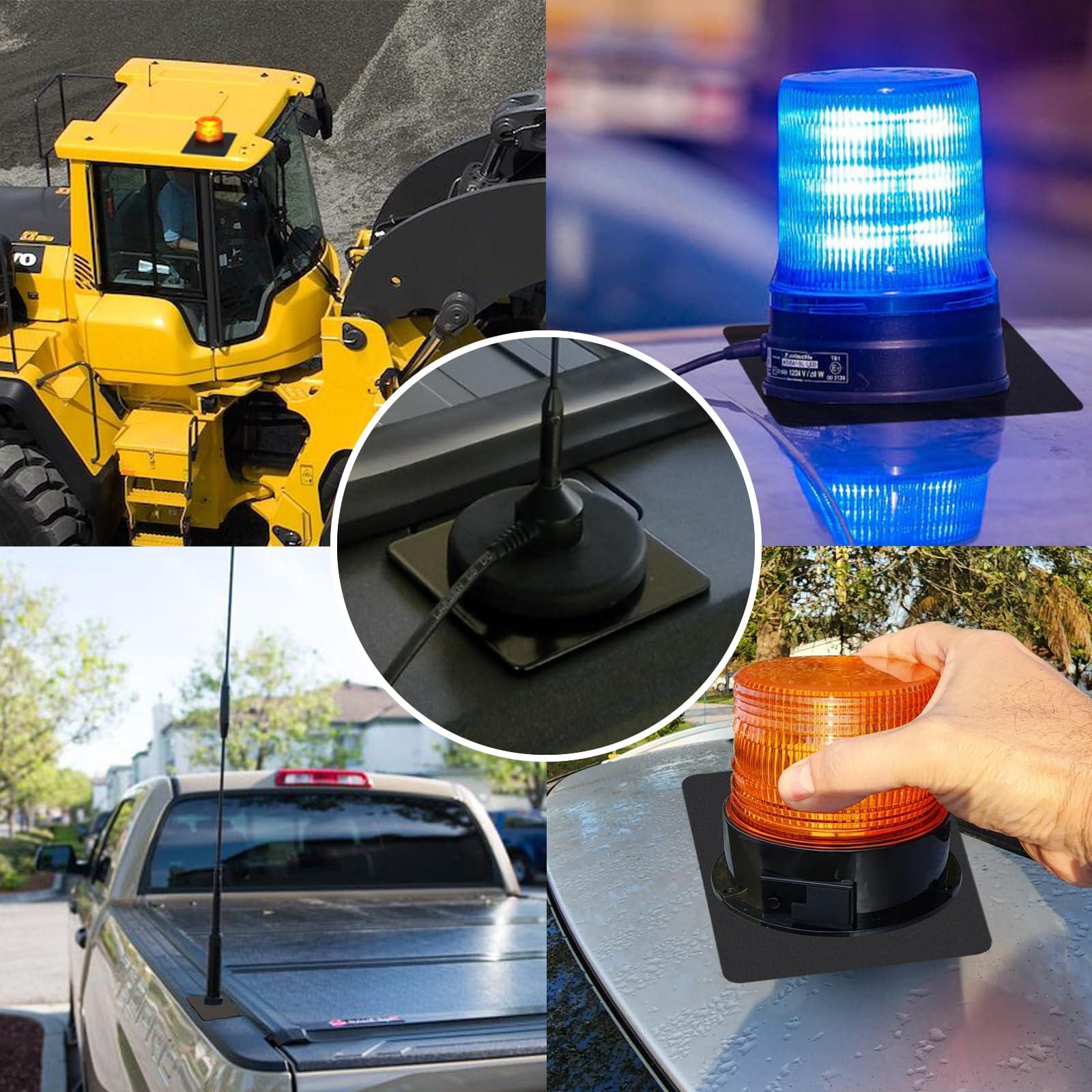 DHUJBFF 4PC Self-Adhesive Magnetic Mount Pad for Cars Pickup Trucks SUV Aluminum Cabs, for Magnetic Light Mounts, Resistant Black Powdercoat, Ideal for Light Bars, Strobe Beacons, Spot Lights - Image 3