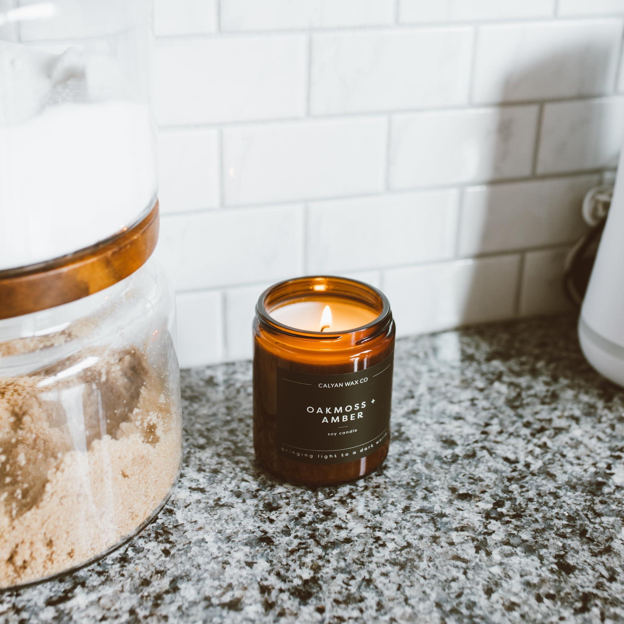 Calyan Wax Co. Soy Wax Candle, Cedar + Tobacco Scented Candle, 57 Hour Burn Time, Aromatherapy Soy Candles, Non Toxic & Vegan Soy Wax, Amber Glass Jar Scented Candles, 7.2oz - Image 6