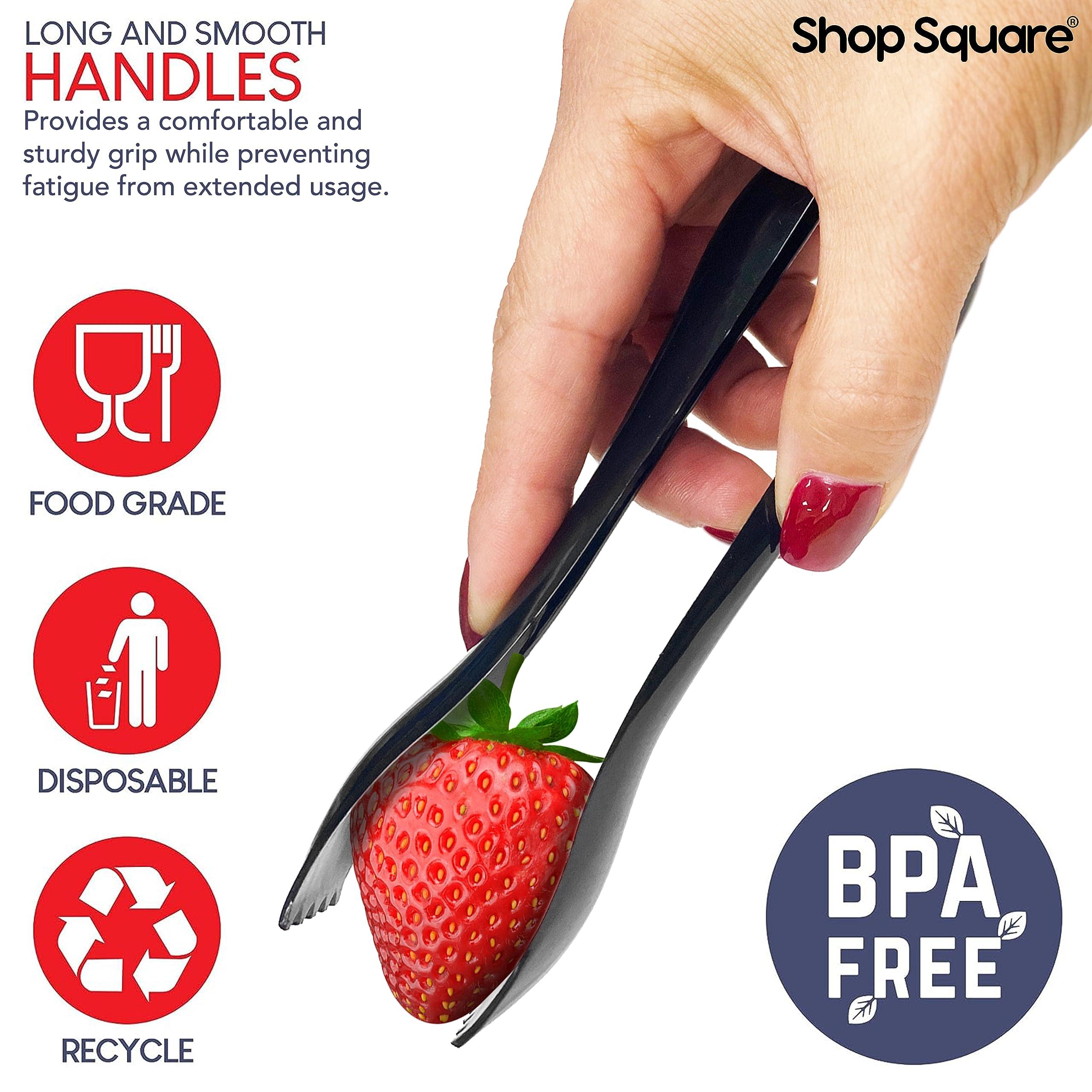Disposable Plastic Serving Utensils - Set of 18 Black Plastic Utensils, 6 Each 6" Serving Tongs, 10” Serving Spoons, 10” Serving Forks, Buffet Serving Utensils, Party Utensils - Image 5