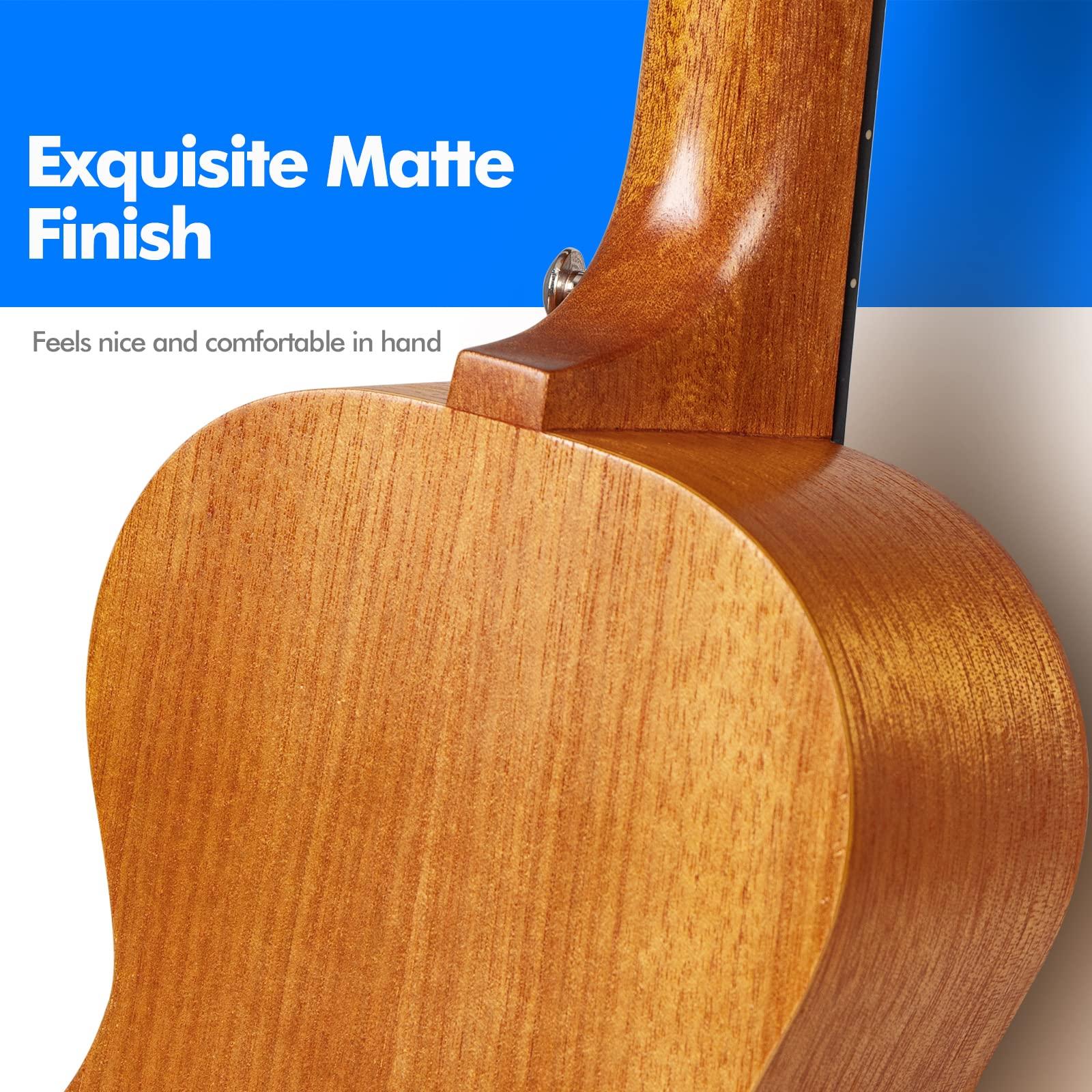 Enya Concert Ukulele 23 Inch Solid Mahogany Top Ukelele for Beginner with Gig bag, Capo, Strap, Strings, Pick (EUC-25D Nature) - Image 6