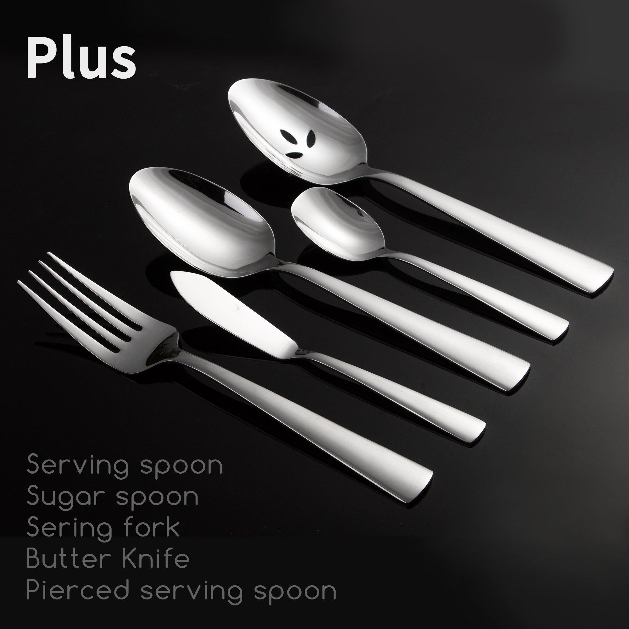 45-Piece Silverware Set Flatware Cutlery Set Service for 8, Durable Stainless Steel Tableware in Ergonomic Design Size and Weight, Kitchen Utensil Sets with Steak Knives, Rust-proof, Dishwasher Safe - Image 9