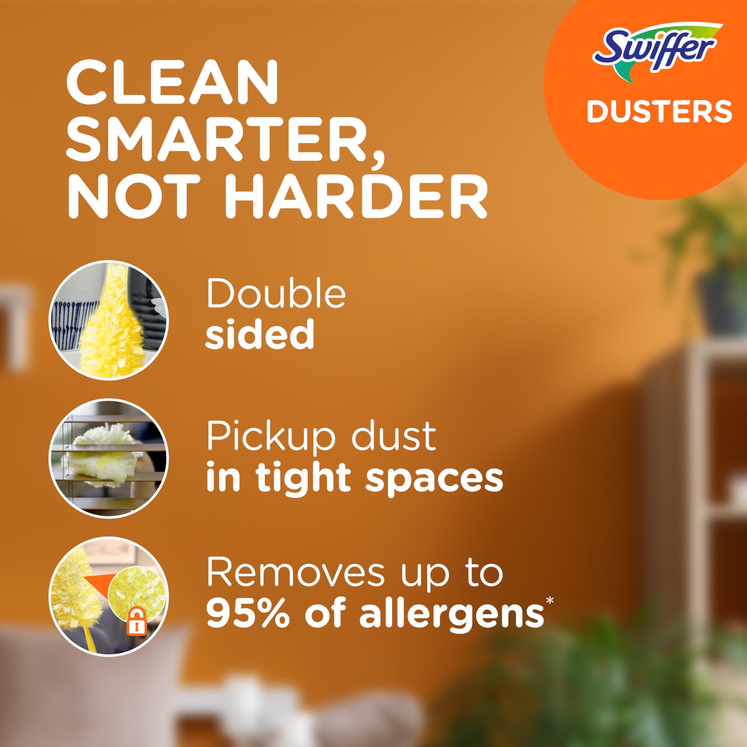 Swiffer Duster Heavy Duty Dusting Kit, Cleaning Supplies, 3 ft Extended Handle, 1 Duster, 12 Refills - Image 2