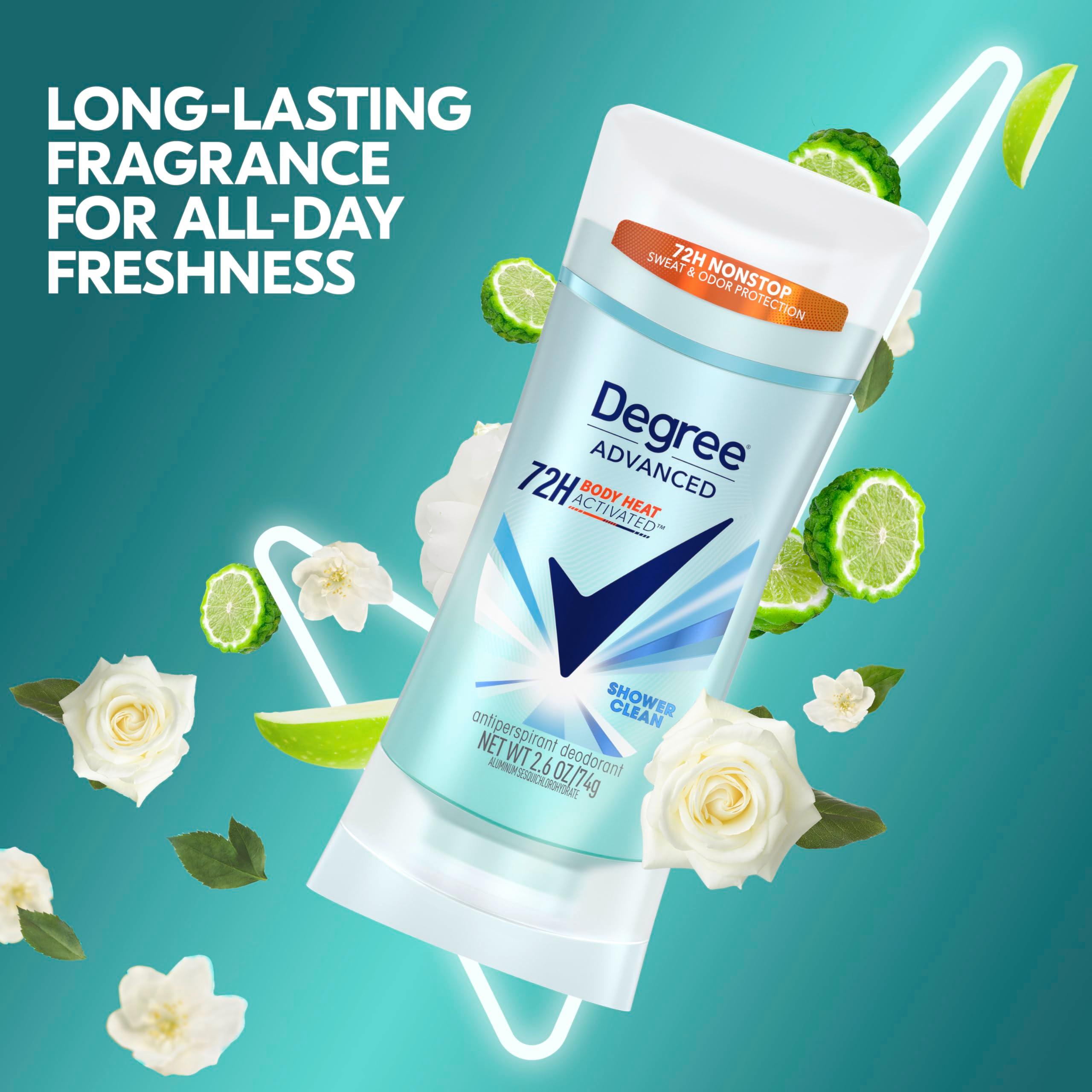 Degree Advanced Protection Antiperspirant Deodorant Shower Clean for 72-Hour Sweat & Odor Control for Women, with Body Heat Activated Technology, 2.6 oz - Image 5