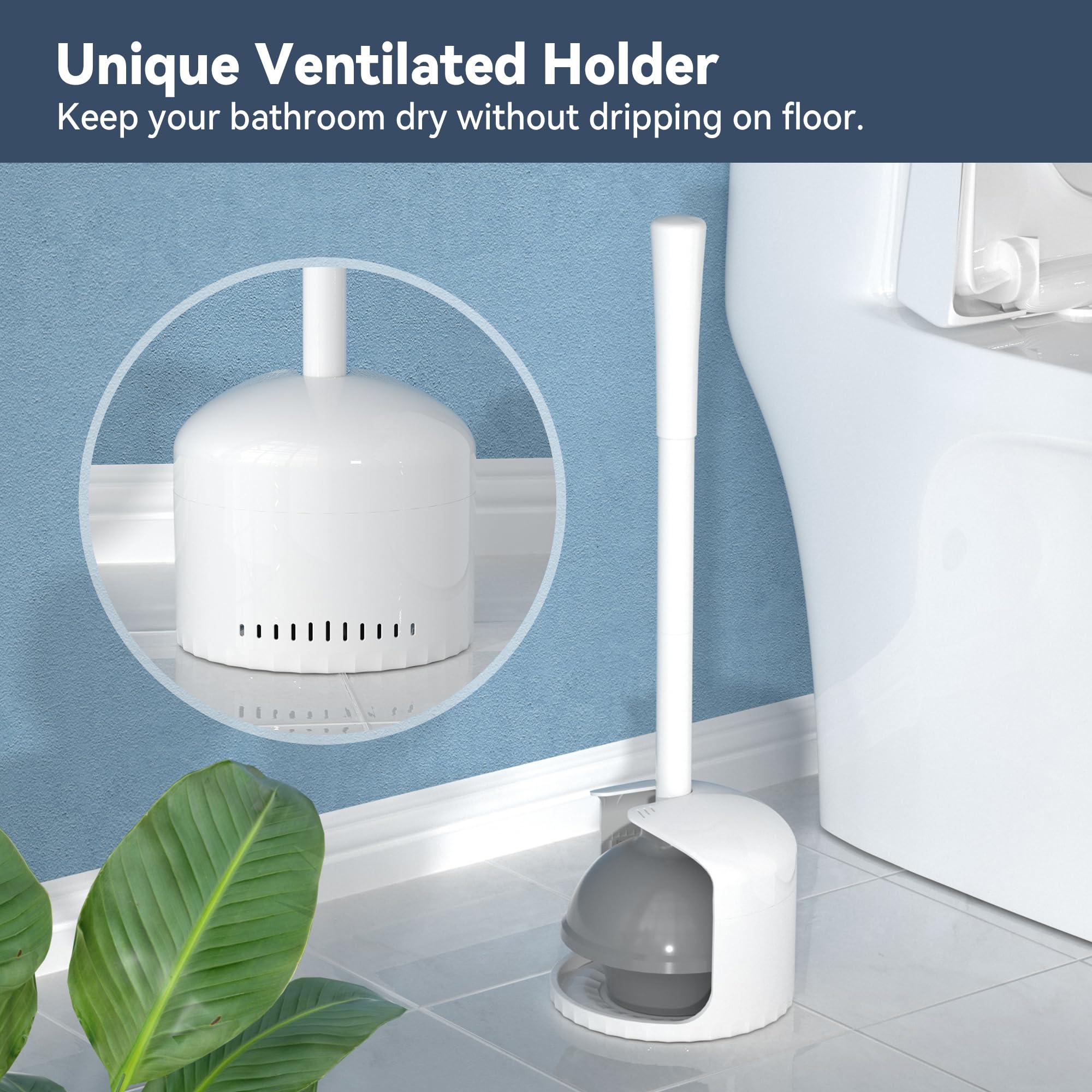 Toilet Plunger with Holder, Plunger with Holder for 5.3-inch Toilet Drain, Plungers for Bathroom with Holder, Toilet Plunger Heavy Duty (1, White) - Image 4