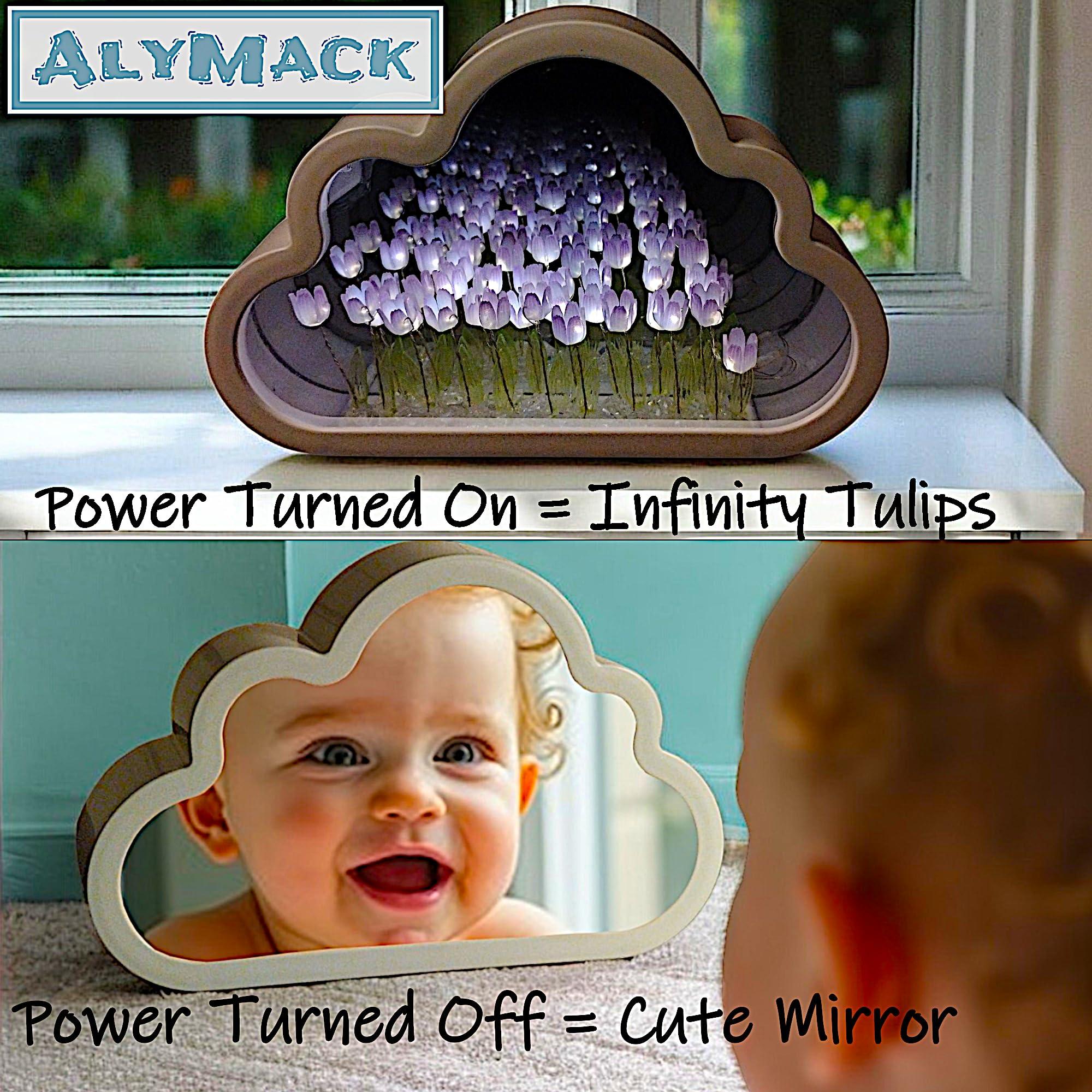 ALYMACK Handmade Tulip Lamp Fully Assembled - Flower Night Light Cuteness Lamps - Tulip and Rose Infinity Mirror in a Glass - Gift for Women or Girl - Lampara de Tulipanes Infinitos (Purple, USB) - Image 2