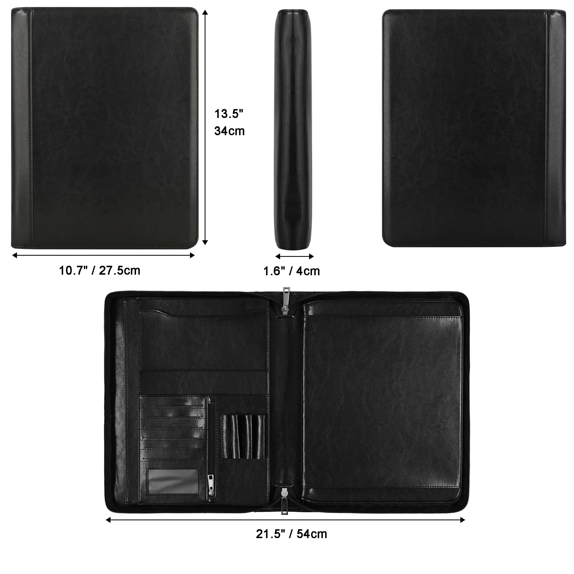 Personalized Vegan Leather Portfolio, Engraved Portfolio Binder Business Padfolio with Tablet Holder for A4 Letter Size Notepad & 13 Inch Laptop/Tablet - Image 3