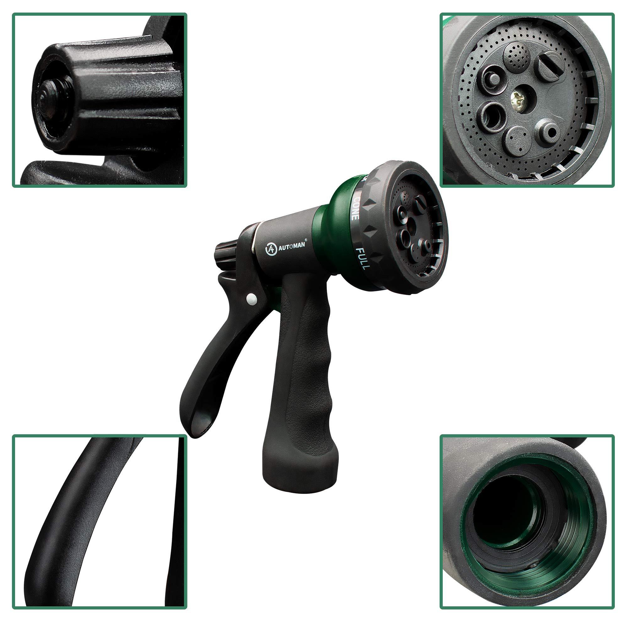AUTOMAN-Garden-Hose-Nozzle, ABS Water Spray Nozzle with 7 Adjustable Watering Patterns, Slip Resistant for Watering Plants, Lawn& Garden, Washing Cars, Cleaning, Showering Pets & Outdoor Fun. - Image 4