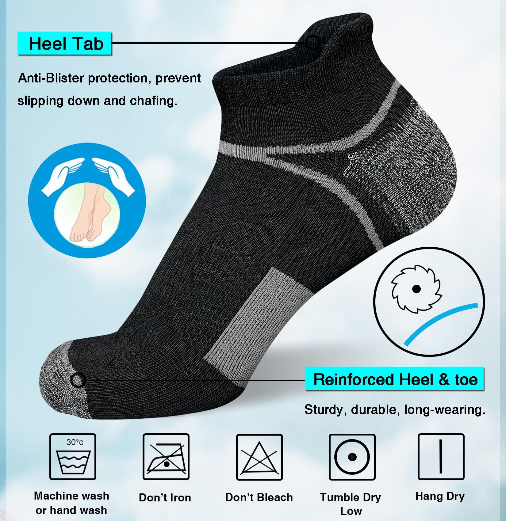 suaskk Men's Athletic Cushioned Ankle Socks Comfort Wicking Anti-Blister Running Sock 5 Pairs - Image 2