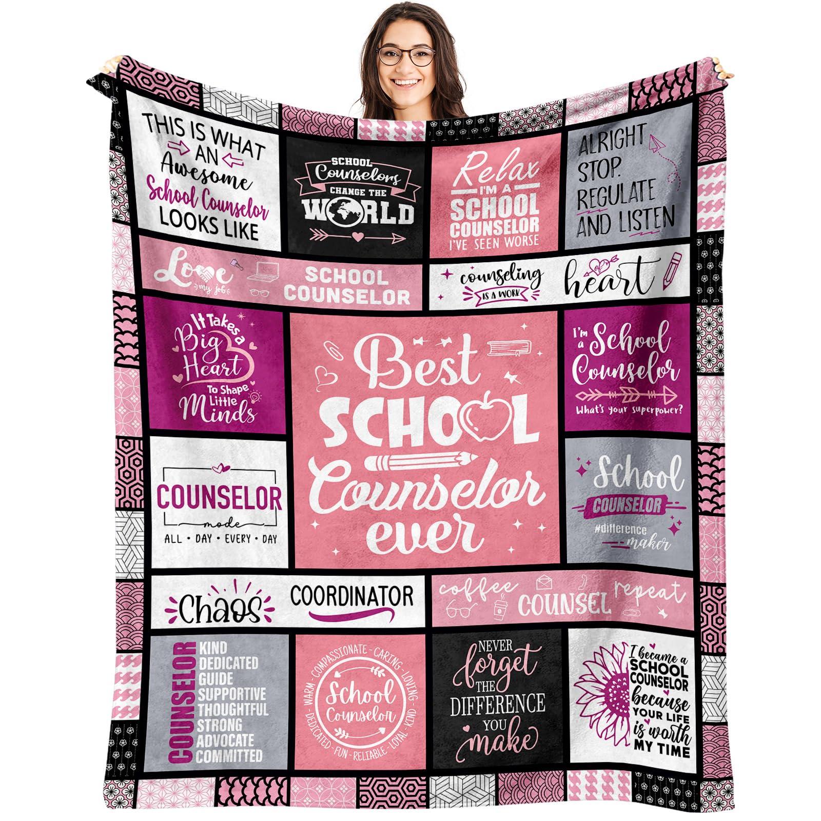 Fluxflix School Counselor Gifts for Women Blanket 60"X50", School Counselor Appreciation Gifts, Guidance Counselor Gifts for Women, Elementary/Middle/High School Counselor Office Must Haves