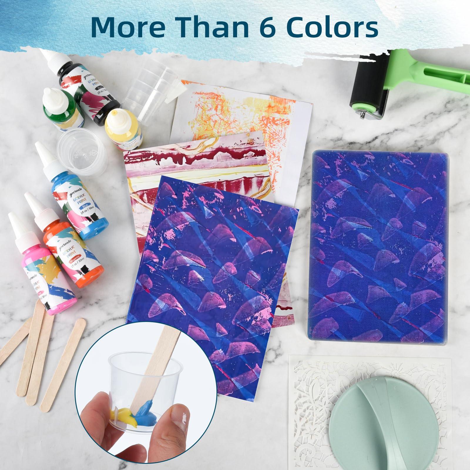 Gel Printing Plate Kits with Paints, Brayer, Baren, Stencils, Washi Stickers, Mixing Cups, Sticks , Blank Cards And Envelopes Storage Case 5X7 Gel Plate for Printmaking Supplies for Art And Crafts - Image 6