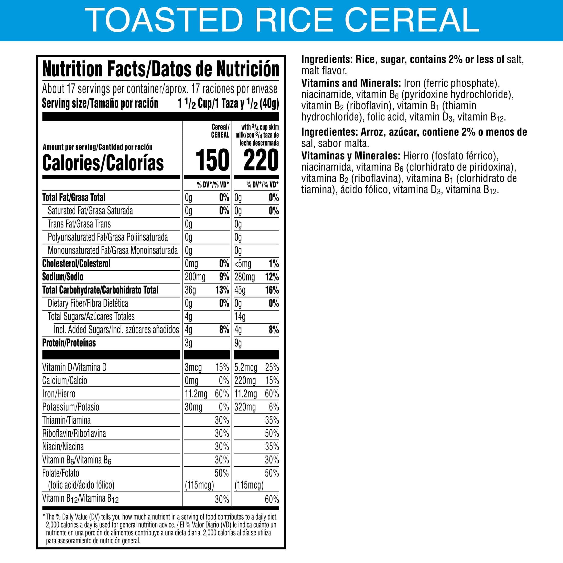 Kellogg's Rice Krispies Cold Breakfast Cereal, 8 Vitamins and Minerals, Rice Krispies Treats, Giant Size, Original, 24oz Box (1 Box) - Image 6