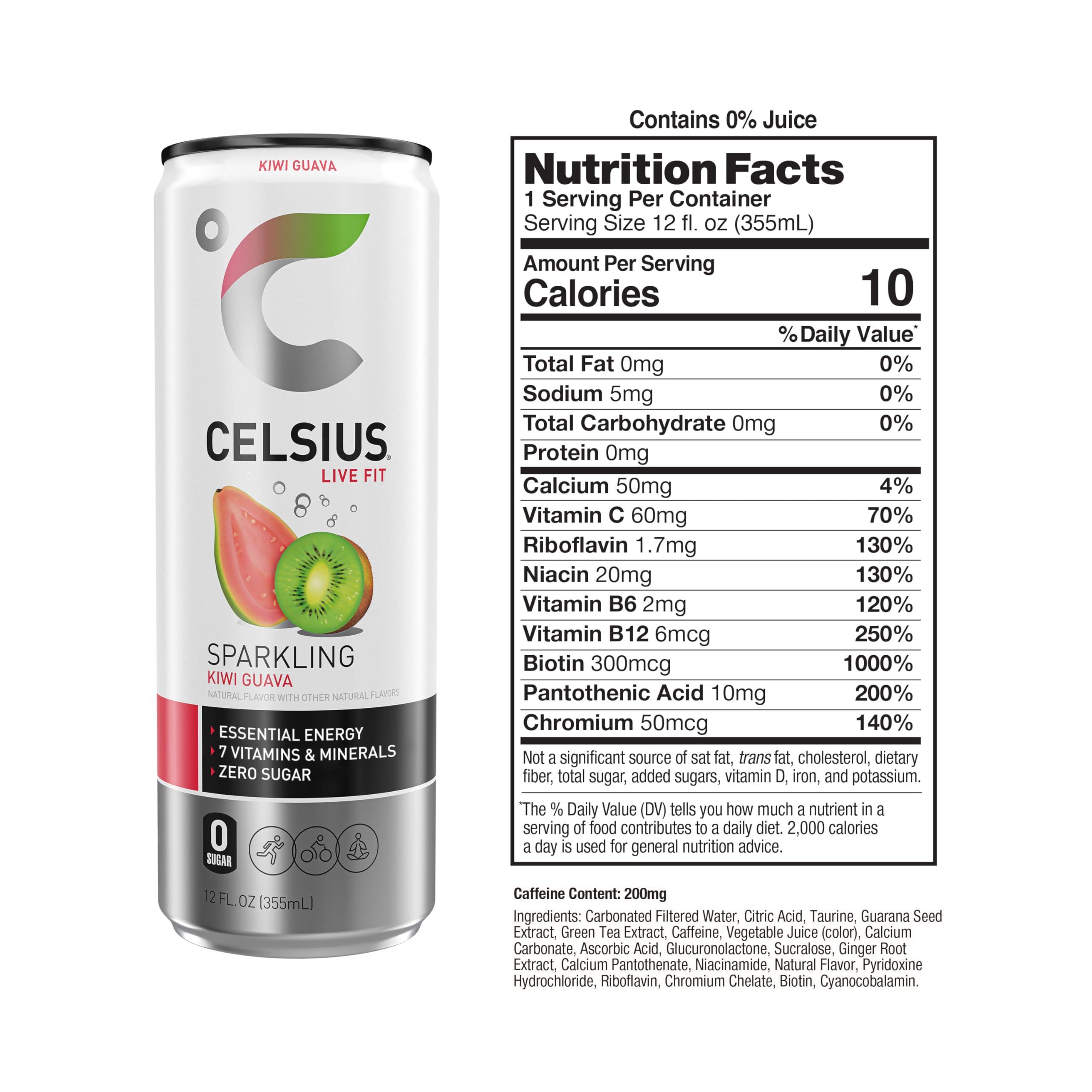 CELSIUS Sparkling Kiwi Guava, Functional Essential Energy Drink 12 Fl Oz (Pack of 12) - Image 2