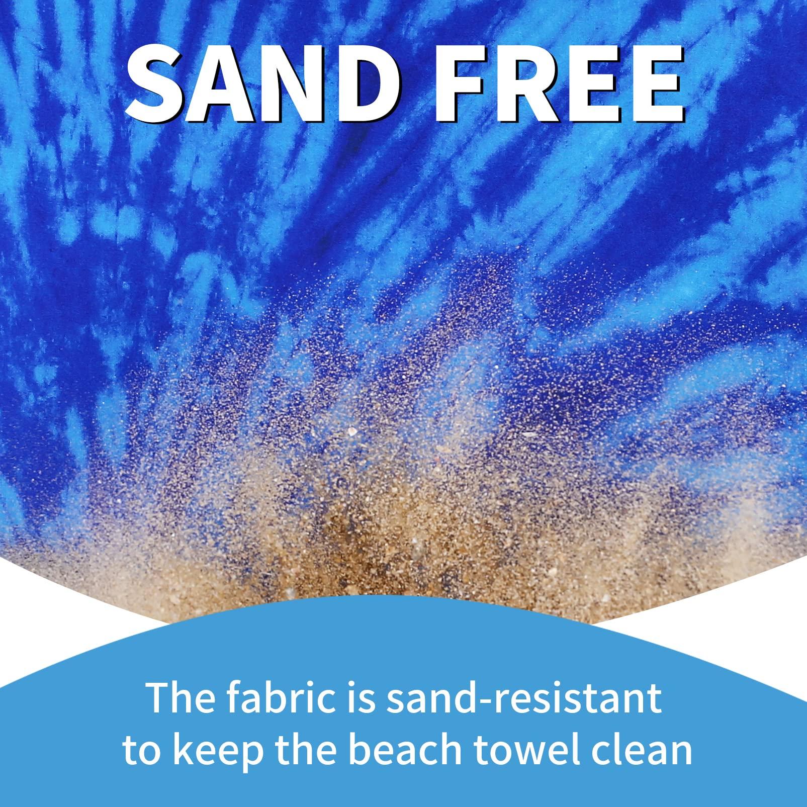 2 Pack Lightweight Thin Beach Towel Oversized 71"x32" Big Extra Large Microfiber Sand Free Towels for Adult Quick Dry Travel Camping Beach Accessories Vacation Essential Gift Blue Tie Dye Turtle - Image 5
