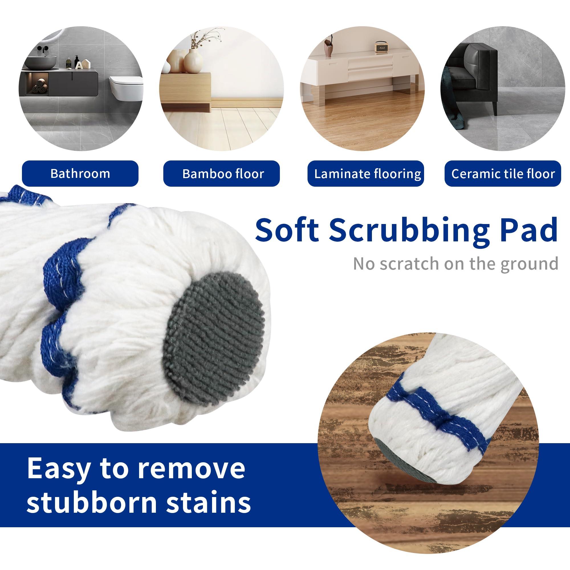 Silkyhose Self-Wringing Twist Mop Cotton Rotating Dry & Wet Mops with 2 Reusable Heads for Floor Cleaning Kitchen Bathroom Hardwood Vinyl Tile Laminate Household Office (White Style 2) - Image 4