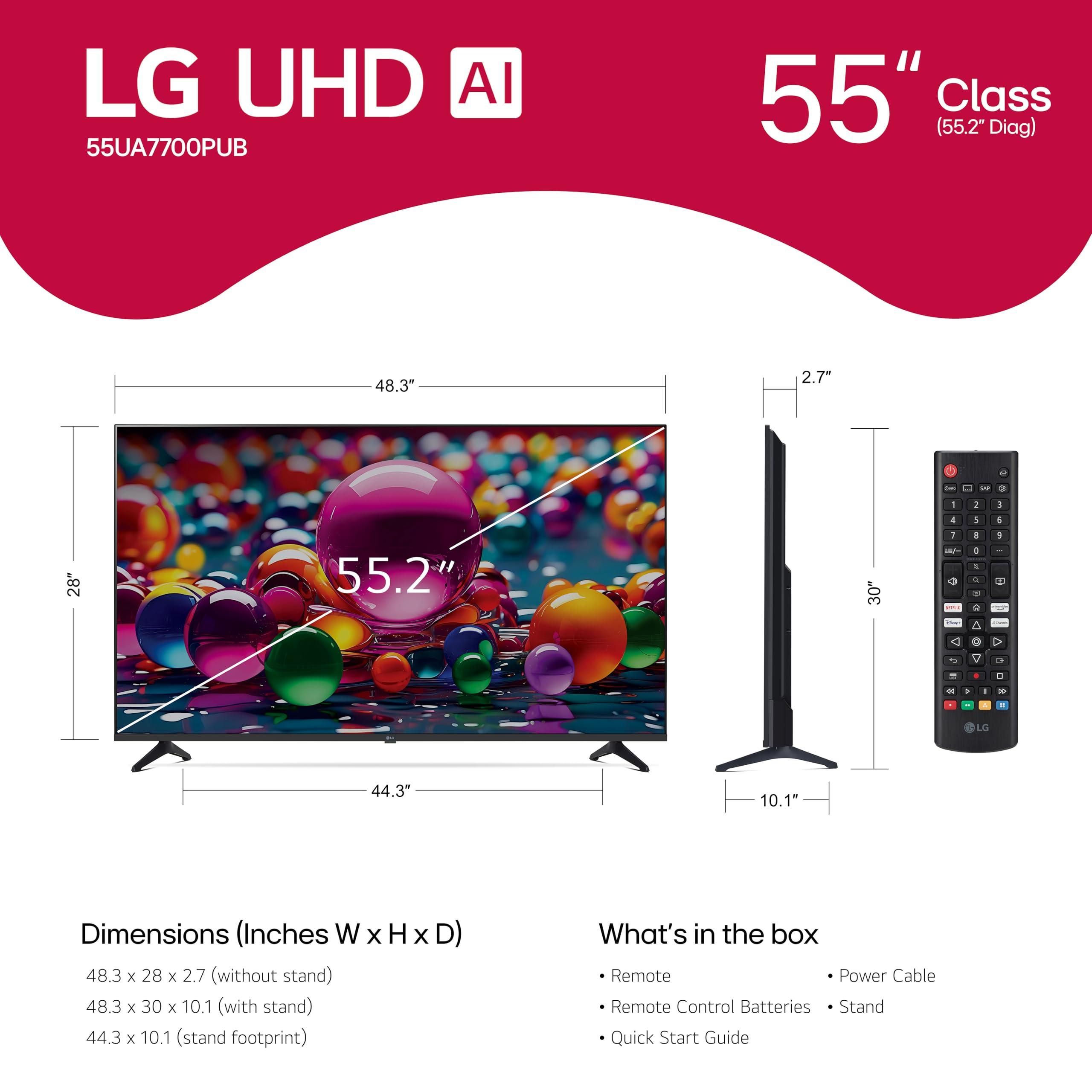 LG 55-Inch Class UHD AI 4K UA77 Series Smart TV w/AI Sound Pro, HDR10, 4K Super Upscaling, Filmmaker Mode, Wow Orchestra, Compatible with Alexa (55UA7700PUB, 2025) - Image 2