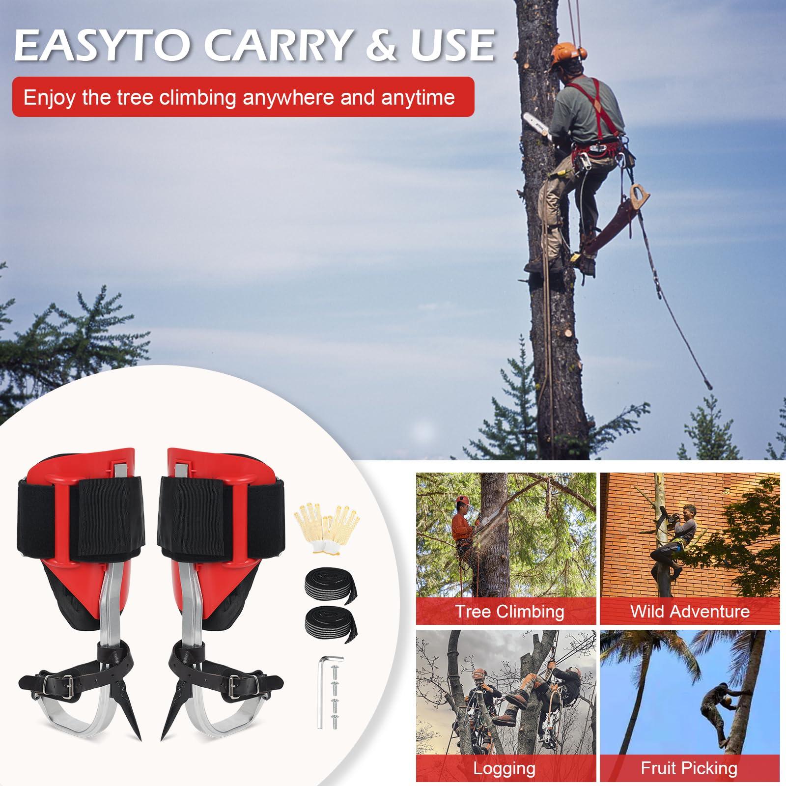 Tree Climbing Spikes Set for Tree Work, Adjustable Tree Climbing Gear with Safety Seat for Tree Climbing and 10FT Steel Wire Core Flip Line Kit for Outdoor Jungle Survival Fruit Picking - Image 7