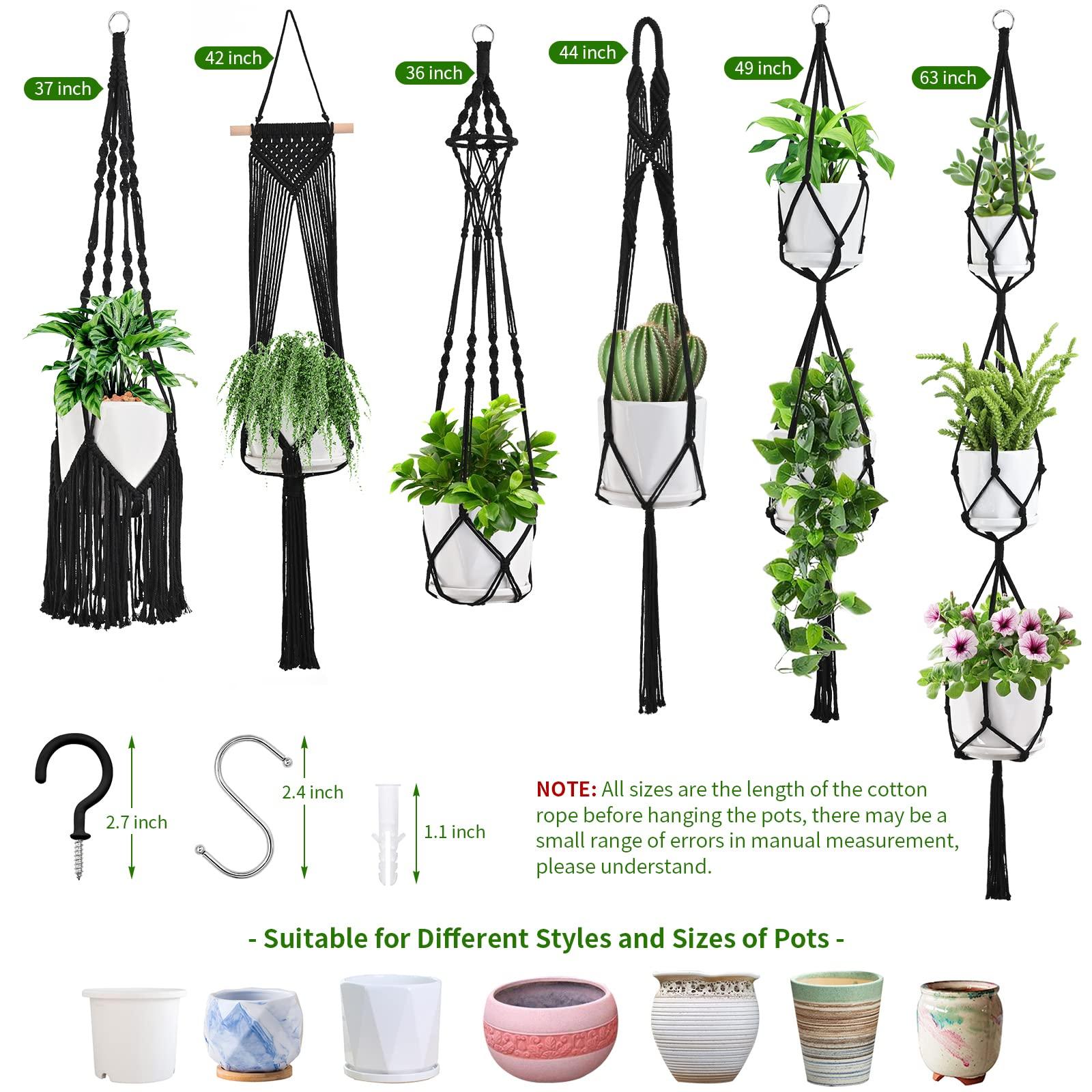 SFENNGPET Macrame Plant Hangers, 6Pack Hanging Planters for Indoor Plants w/ 6 Set Hangers Kit Handmade Macromay Plant Hangers Indoor Flower Pots Holder Stand for Boho Home Décor (POTS NOT Included) - Image 7