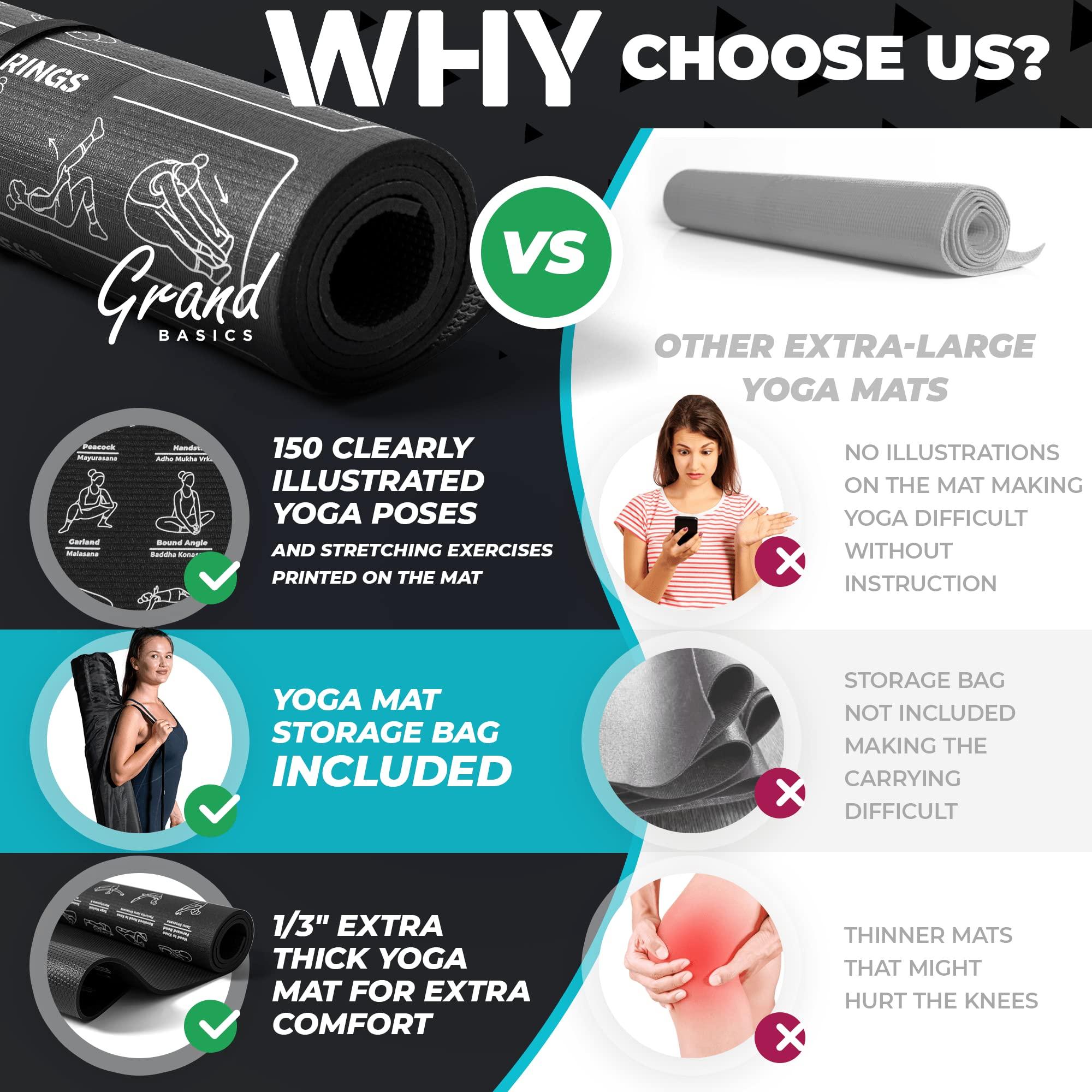 Extra-Large Instructional Yoga Mat with Poses Printed On It - 3X Bigger & 2X Wider than Regular Workout Mats - 150 Illustrated Yoga Poses and Stretches - Wide, Non-Slip, Barefoot Exercise Mat - Image 5