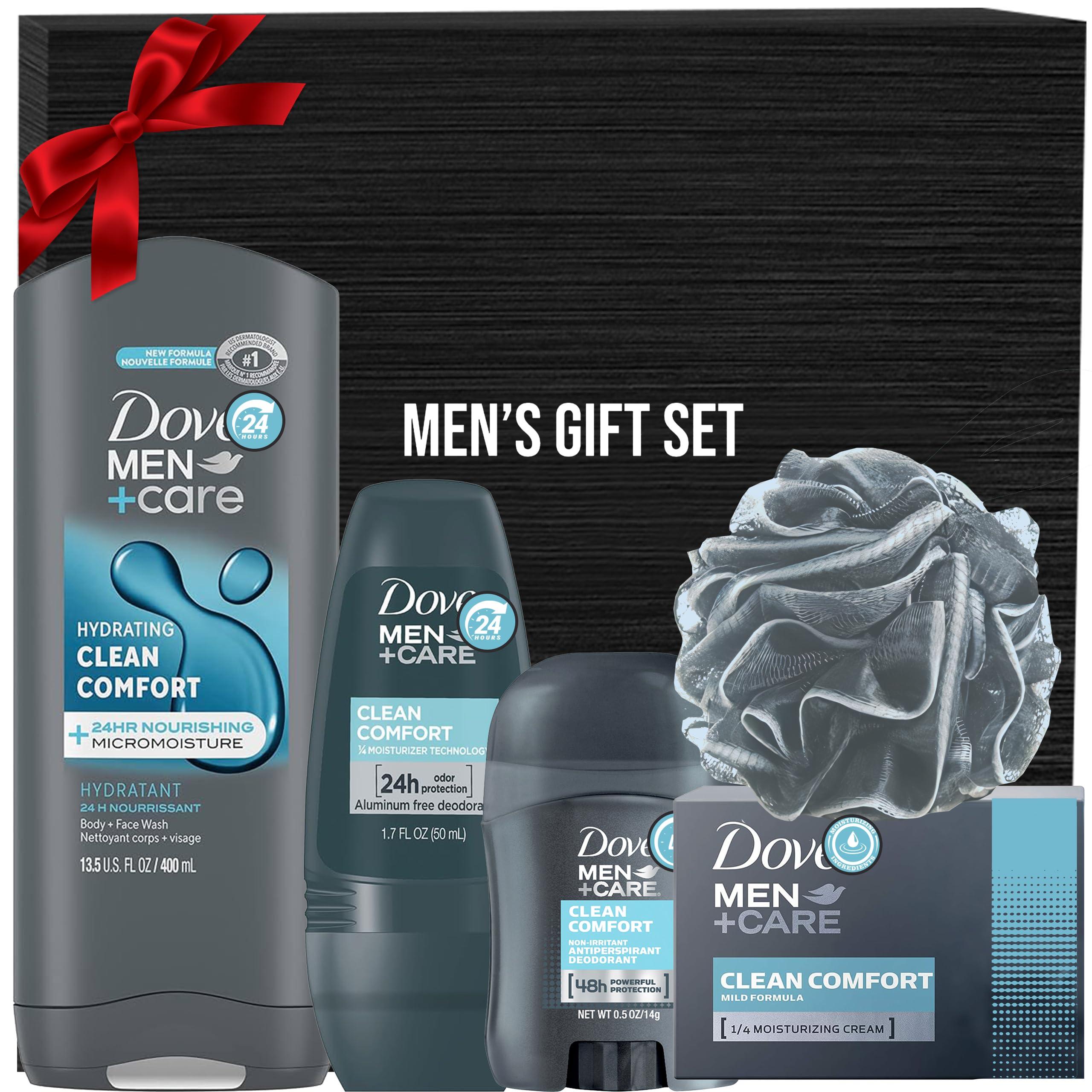 Men+Care Father's Day Gift Set, 5 Piece Set, Men Body Wash Clean Comfort, Clean Comfort Deodorant Stick, Clean Comfort Deodorant Roll On, Clean Comfort Bar Soap,Men's Shower Pouf, Gift Box