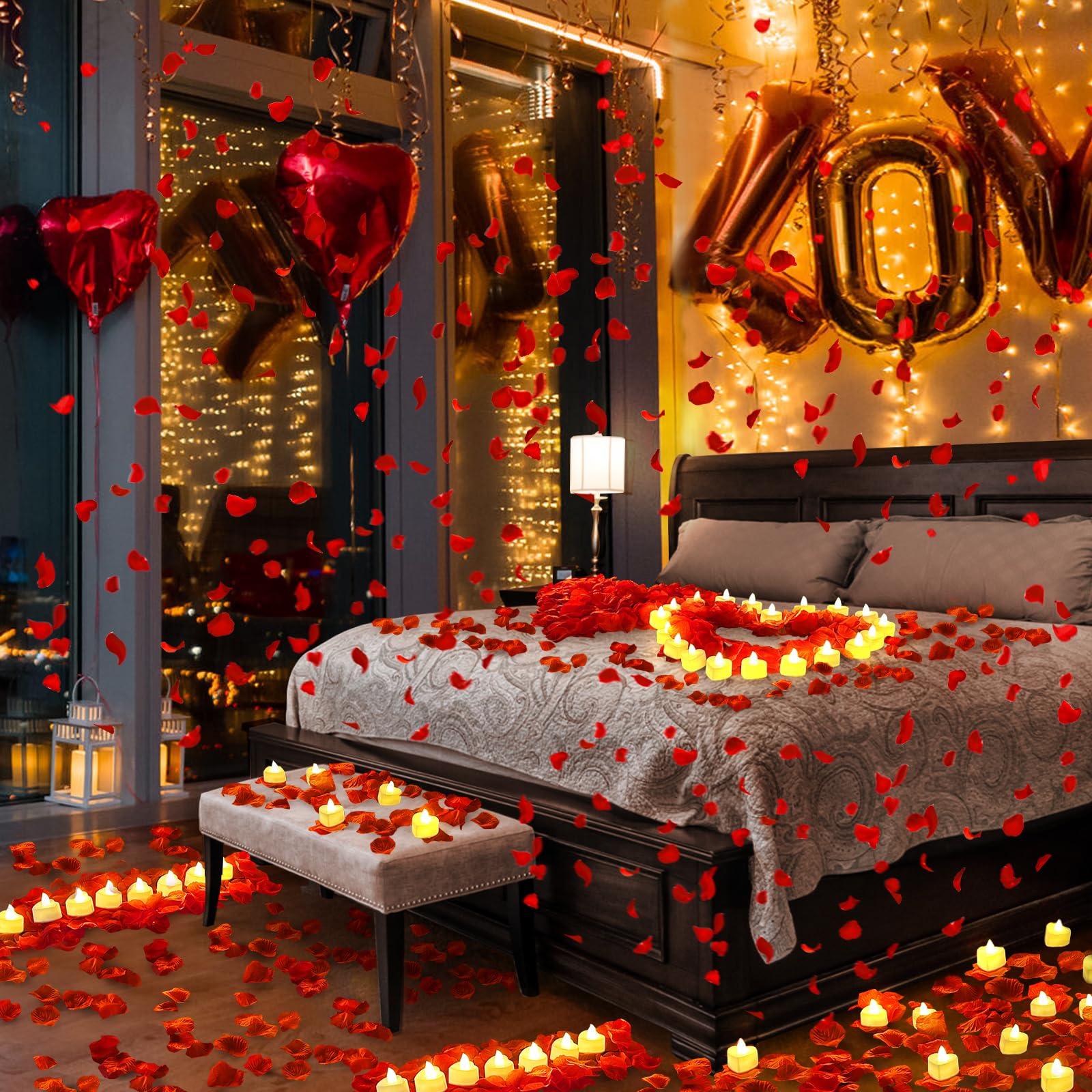3000Pcs Red Rose Petals with 36Pcs LED Tea Lights Candles, Romantic Gifts for Her - Image 5