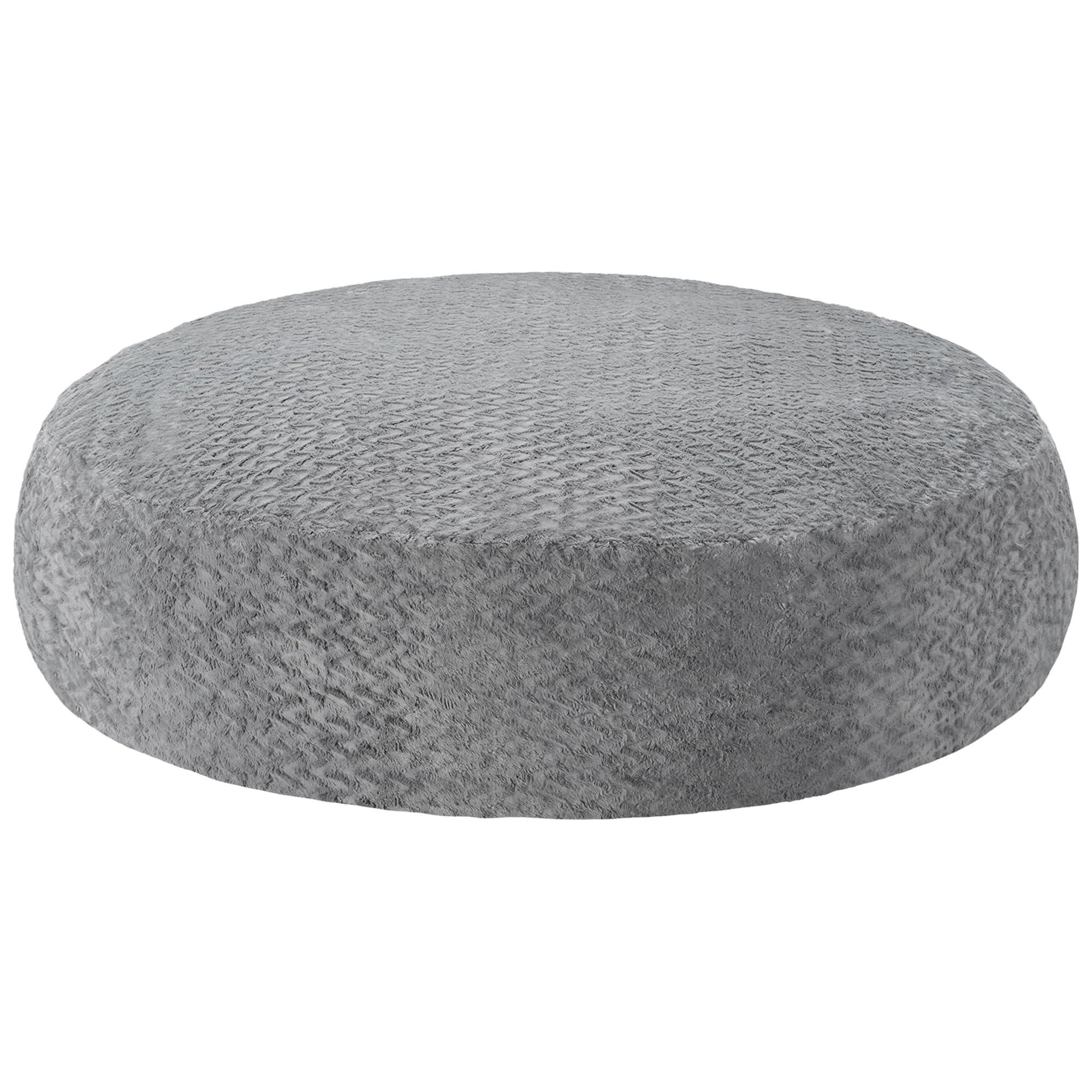 Hobestluk 6ft Bean Bag Chairs for Adults Large Beanbag Chair with Chevron Plush Fur Cover Big Bean Bag Chair for Living Room Bedroom Dorm Office - Grey (70" x 70" x 15") - Image 9