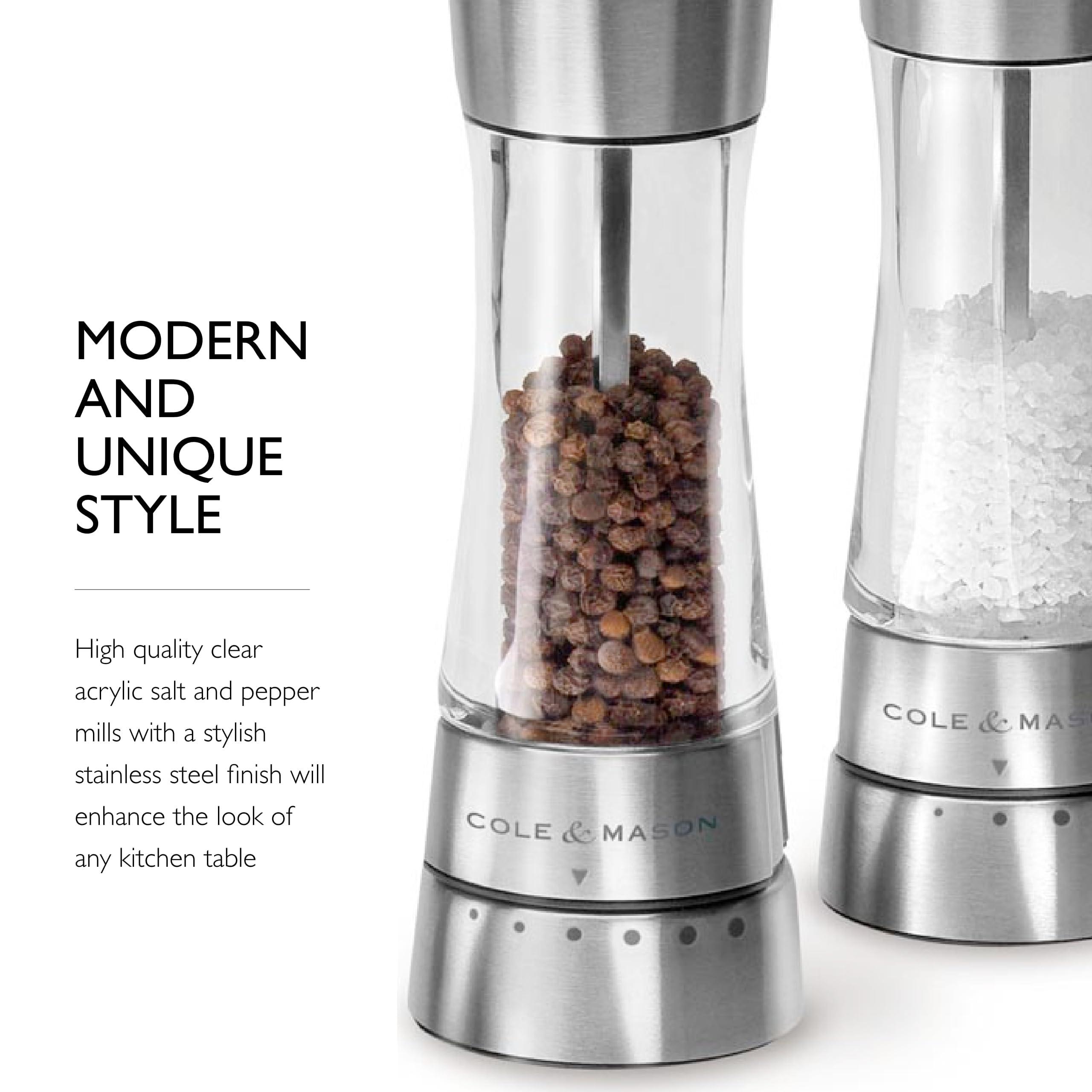 Cole & Mason Derwent Grinder Set - Precision Mechanisms and Sea Salt and Peppercorns - Derwent Salt and Pepper, Stainless Steel - Image 6
