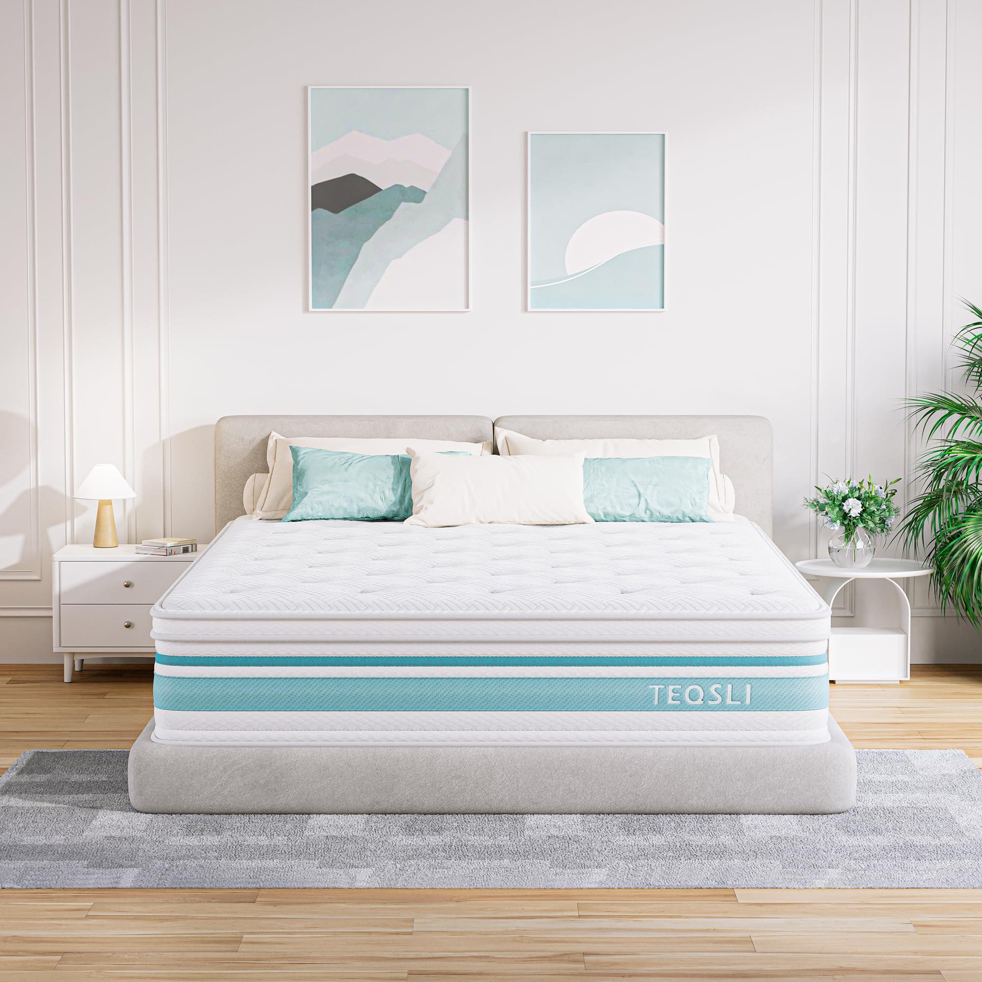 TeQsli Queen Mattress 12 inch Hybrid Mattress with Gel Memory Foam Innerspring Mattress in a Box for Pressure Relief & Cooling Sleep Queen Size Mattress, 100 Nights Trial - Image 6