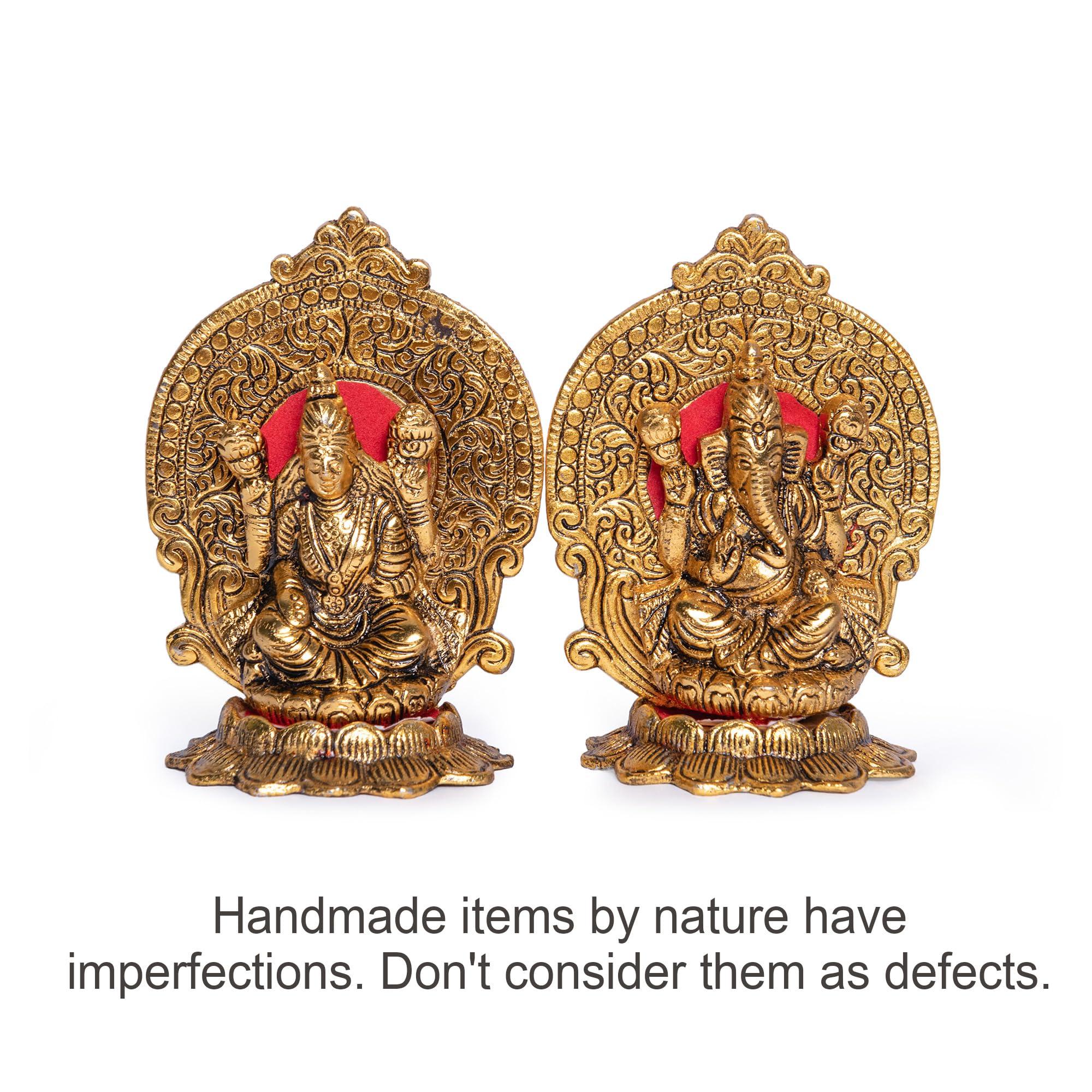 Wonder Care Lakshmi Ganesha Statues Metal Lakshmi Idol Ganesha Statues for Diwali Decorations Items laxmi puja Decoration | Ganesh Idol for Car | Home Decor | Diwali Gifts for Friends - Image 7