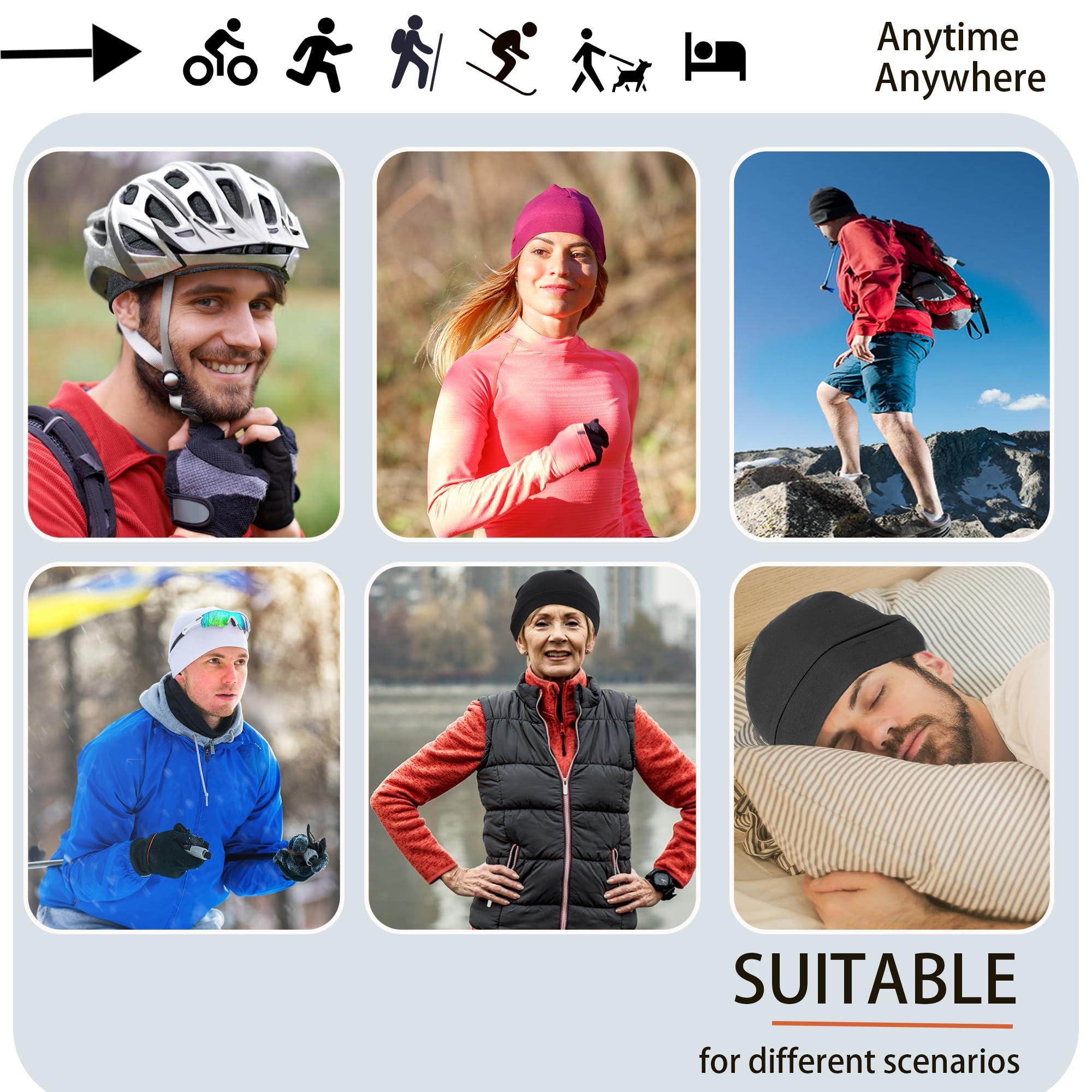 vidsel 100% Cotton Skull Caps for Men Women Breathable Night Cap Sleep Hats Soft Lightweight Running Beanie Helmet Liner - Image 6