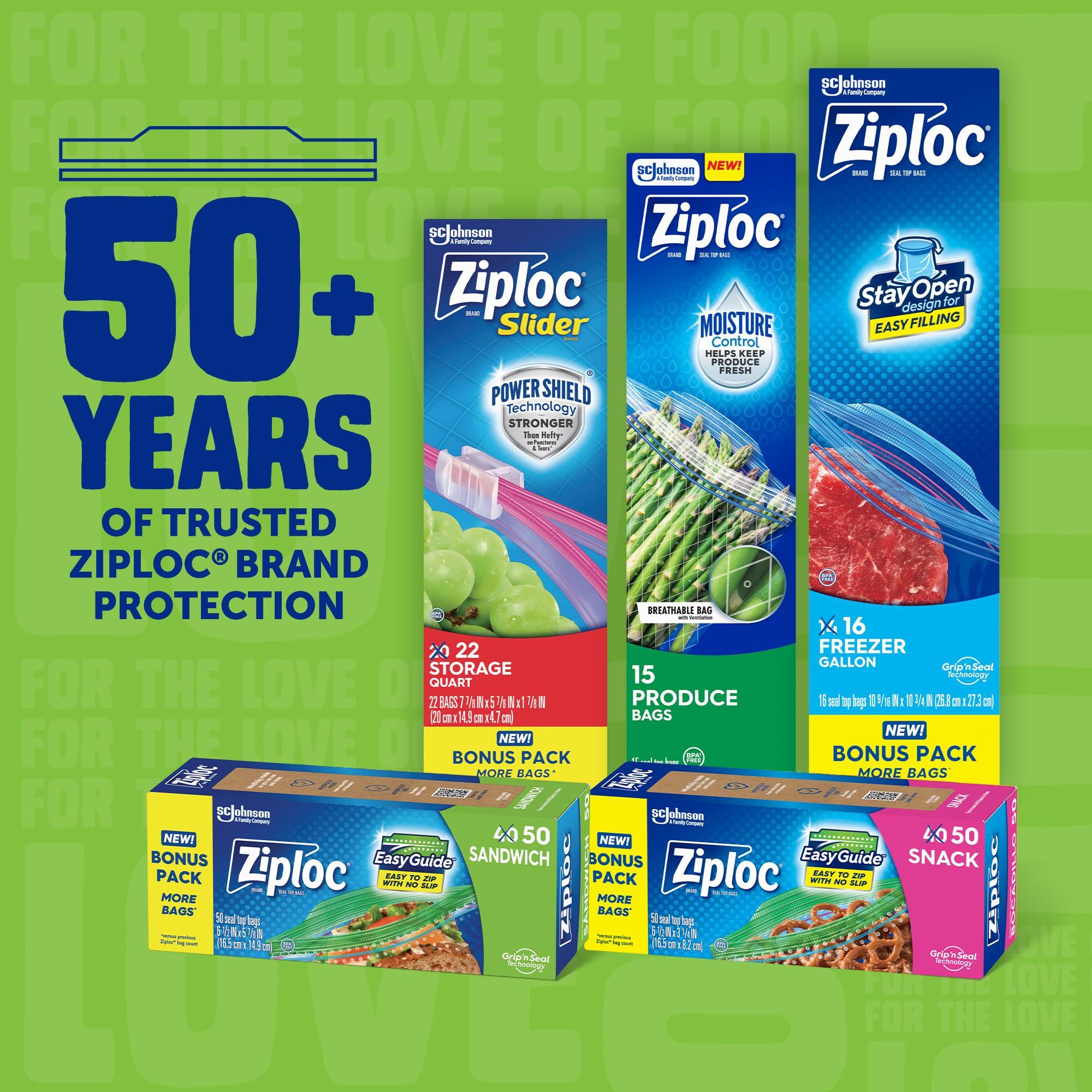 Ziploc Sandwich and Snack Bags with EasyGuide Texture, Plastic Storage Bags with Grip 'n Seal Technology, 105 Bags Total - Image 6
