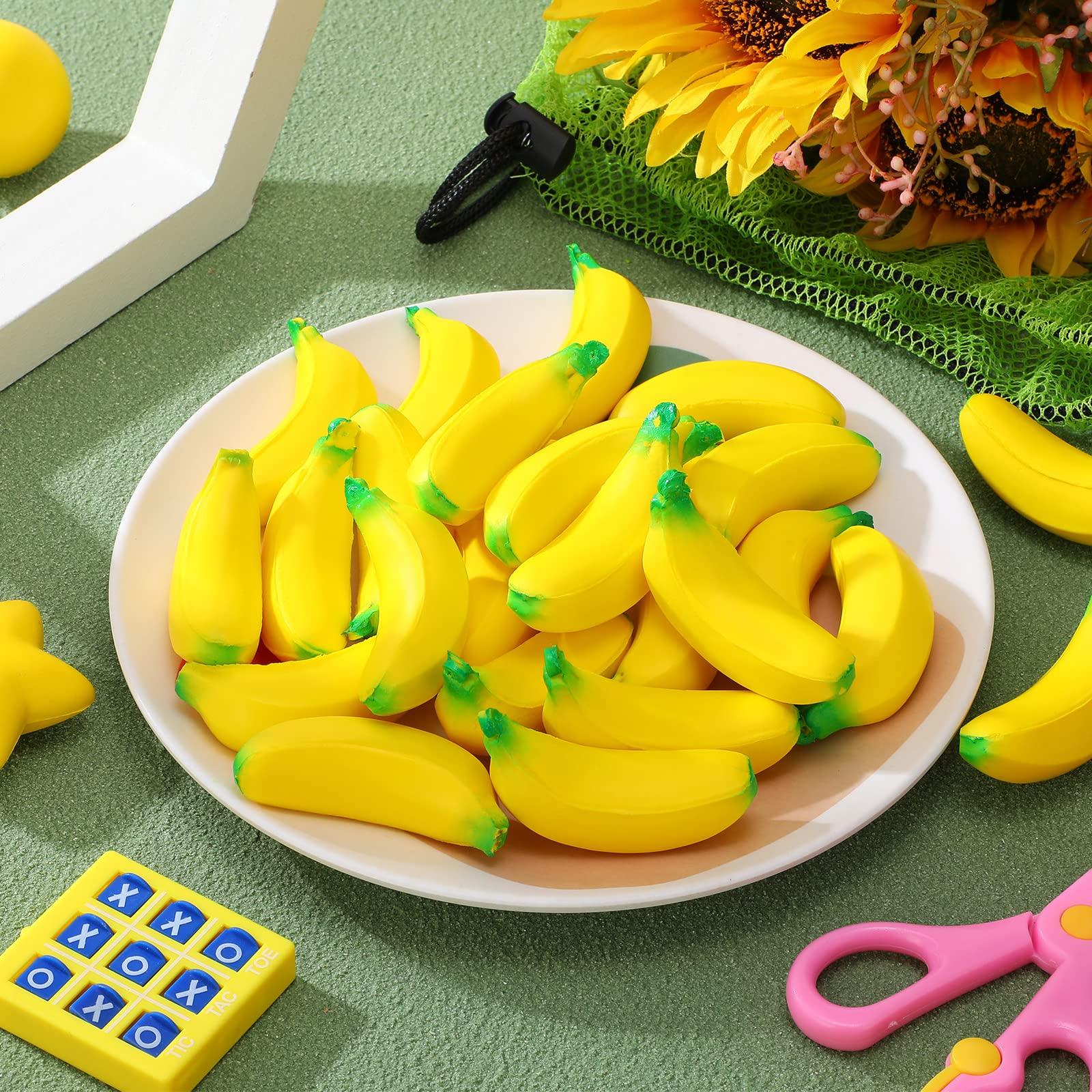 Jerify 100 Pcs Banana Stress Toys Stretchy Banana Fidget Toys Realistic Stretchy Pu Foam Party Favors for Teens and Adults(2.36 Inches) - Image 2