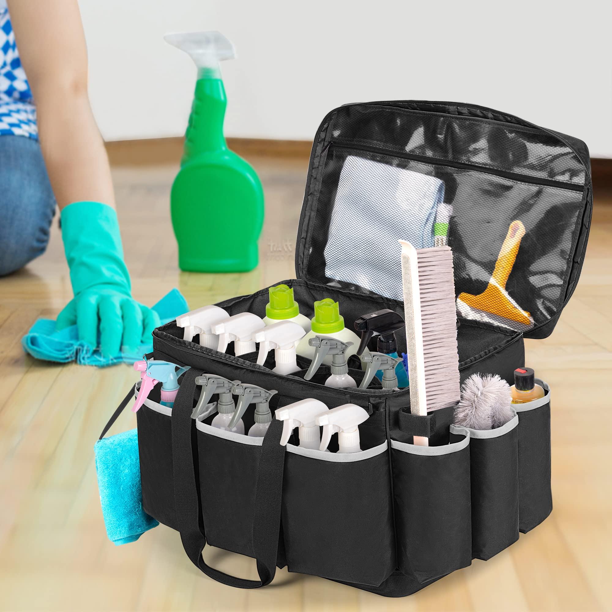 HODRANT Extra-Large Cleaning Caddy with EVA Hard Bottom, High Capacity Cleaning Supplies Organizer for Housekeeping & Home Work, Car Detailing Tools Tote Bag with Shoulder Strap, Patent Design - Image 2