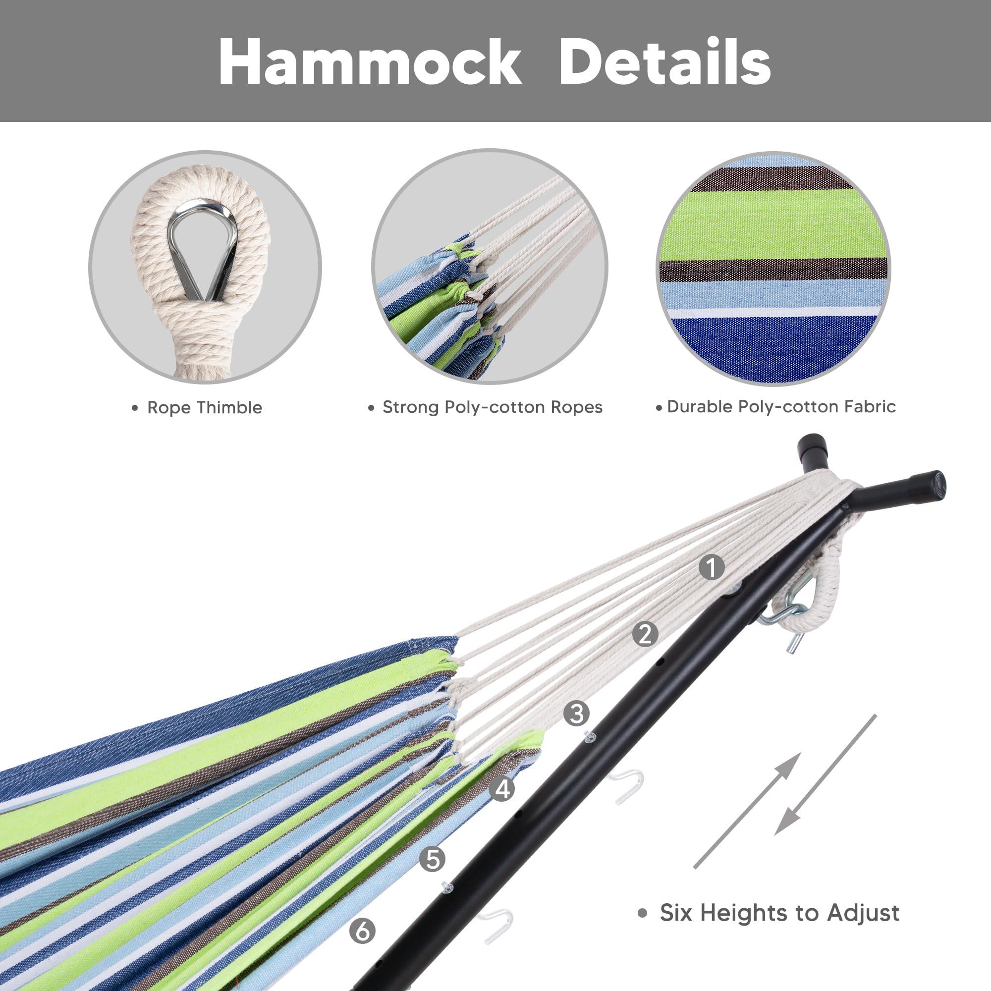 SUNCREAT 2-in-1 Convertible Backyard Fabric Hammock with Stand, Large Hammocks for Outside, Patent Pending, Light Green Stripes - Image 5