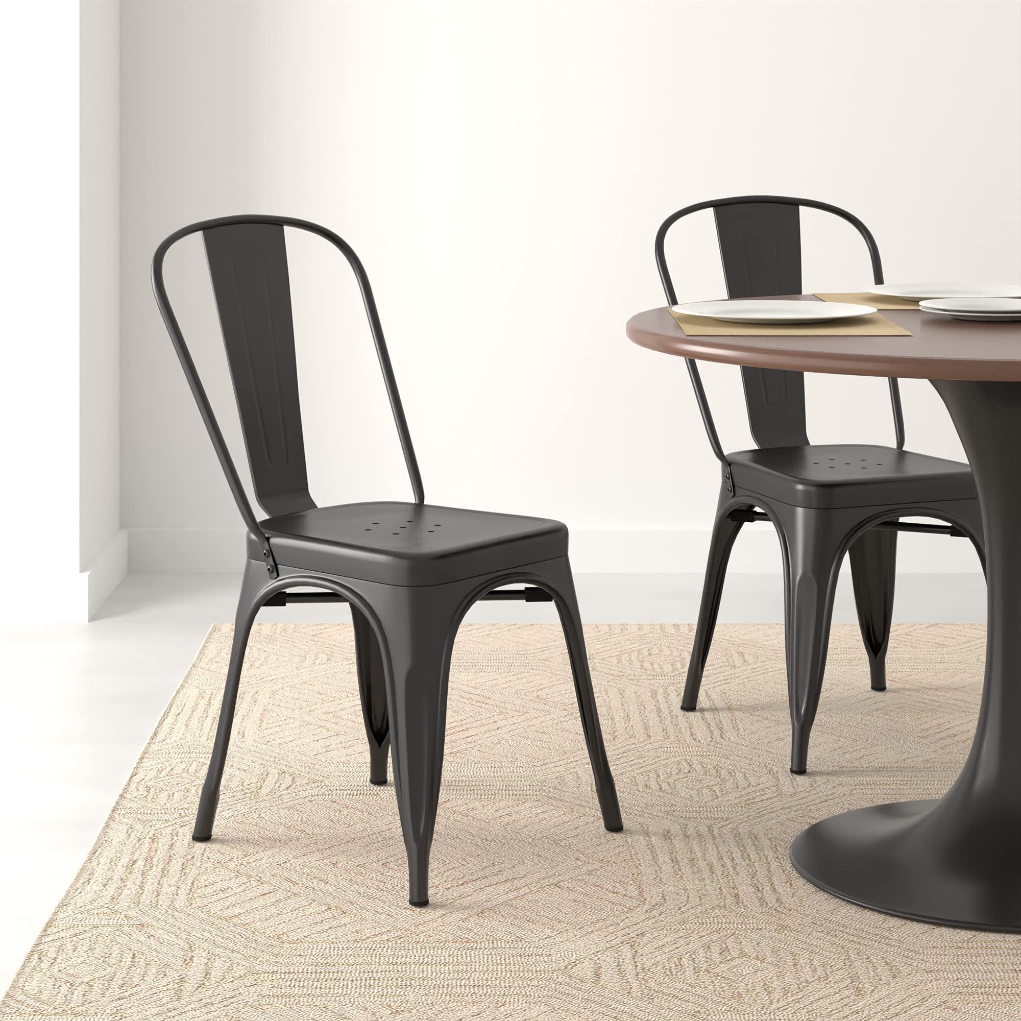 Amazon Basics Metal Dining Chairs, Matte Black, 1 Count (Pack of 4) - Image 8