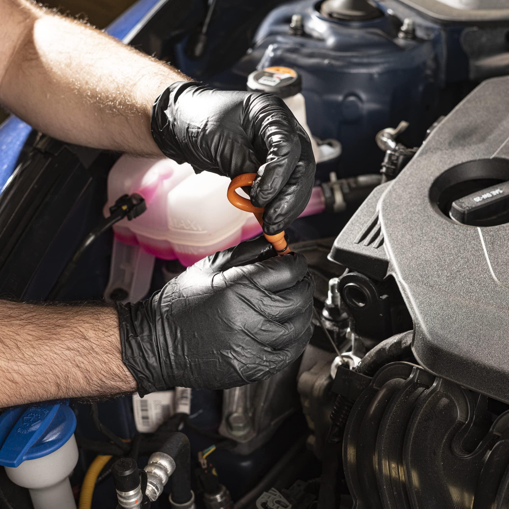 Comfy Package Black Nitrile HEAVY DUTY 6 Mil. Chemical Resistance, Latex & Powder Free, Textured Fingertips Disposable Gloves - Image 4
