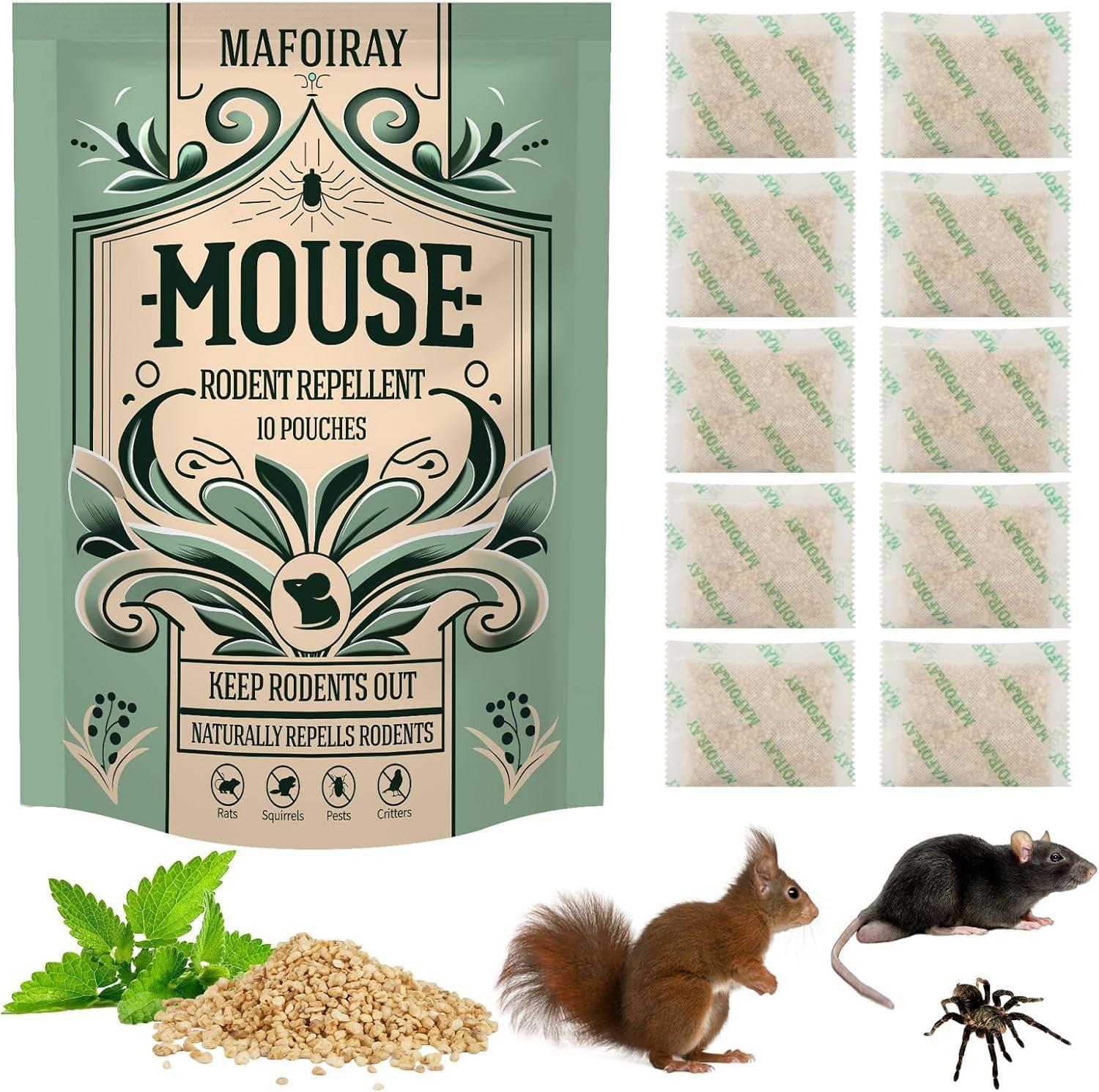 Rodent Repellent, Mouse Repellent Pouches Squirrel Repellent Natural Rodent Repelling, Eco-Friendly Peppermint Oil Outdoor to Keep Mice Out, Repel Mice from RV/Car/Garage/Home