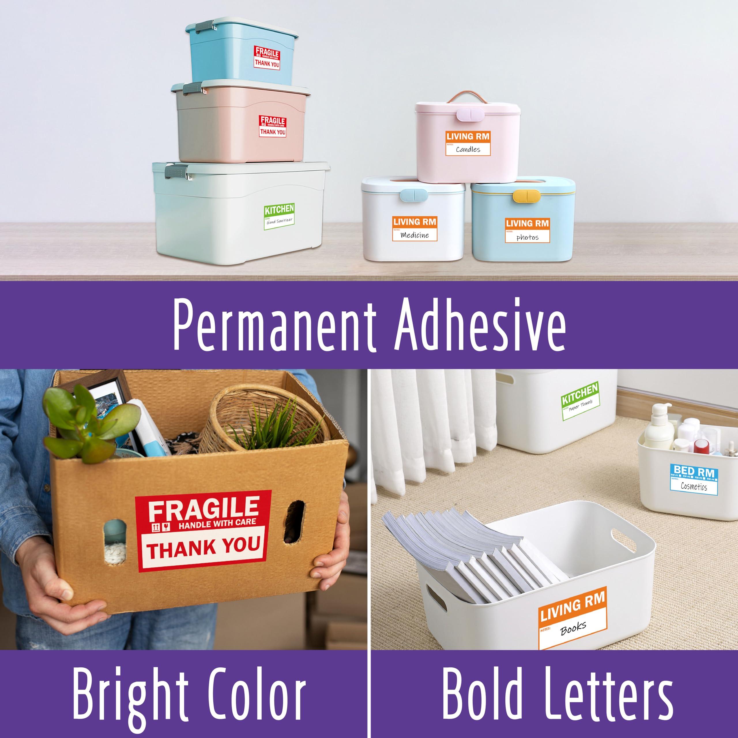 510PCS Home Moving Labels, 5 Color Coding Labels Packing Box Stickers with 85 Fragile Stickers & 85 Blank Ones, Packing Labels Apartment Moving Helper (Each Measures 2” x 3.6”) - Image 6