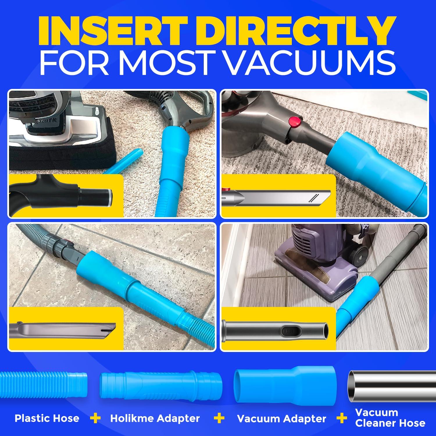 Holikme 2 Pieces Dryer Vent Cleaner Kit, Dryer Lint Vacuum Attachment and Flexible Dryer Lint Brush, Dryer Vent Vacuum Hose Attachment, Blue - Image 3