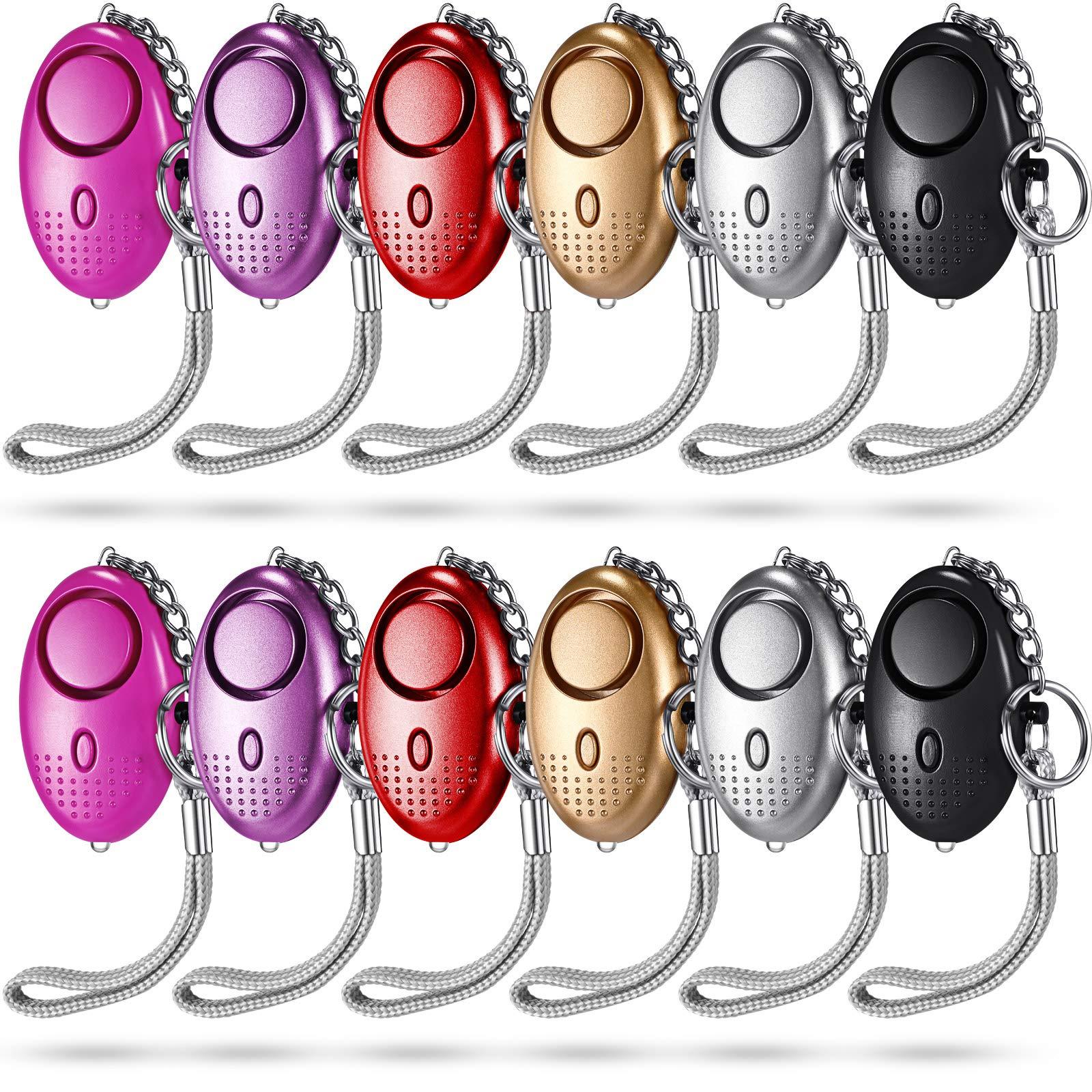 Konohan 12-Piece Personal Alarm Set, Emergency LED Light Keychain Alarms in 6 Colors for Women & Men