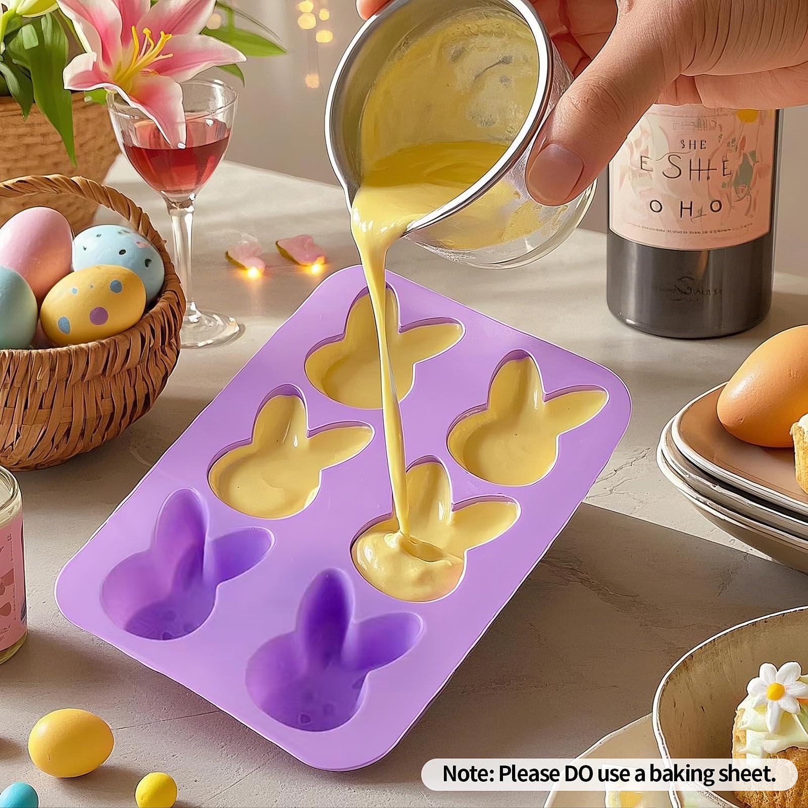 Bunny Molds Easter Silicone Molds for Chocolate, 2 Pack Easter Bunny Muffin Brownie Pan for Baking, Jello Candy Molds Easter Soap Molds for Hot Chocolate Bombs Ice Cube Candle - Image 5