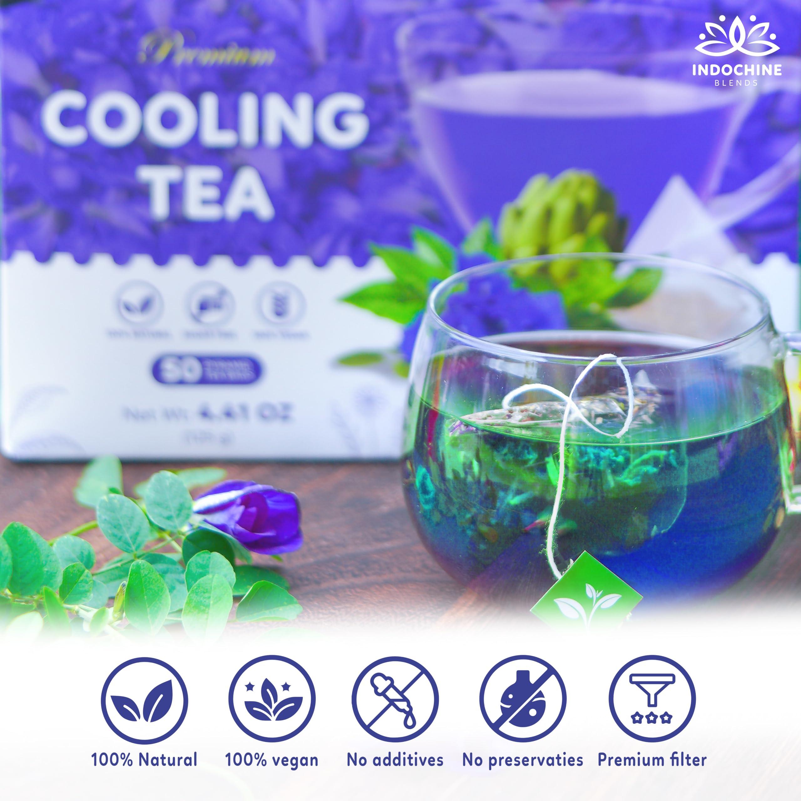 4-Flavor Herbal Tea Mix – Oolong, Peppermint, Butterfly Pea & Artichoke | 50 Corn Fiber Pyramid Tea Bags | Caffeine-Free, Digestive & Nerve-Calming Support | Indochine Blends - Image 7
