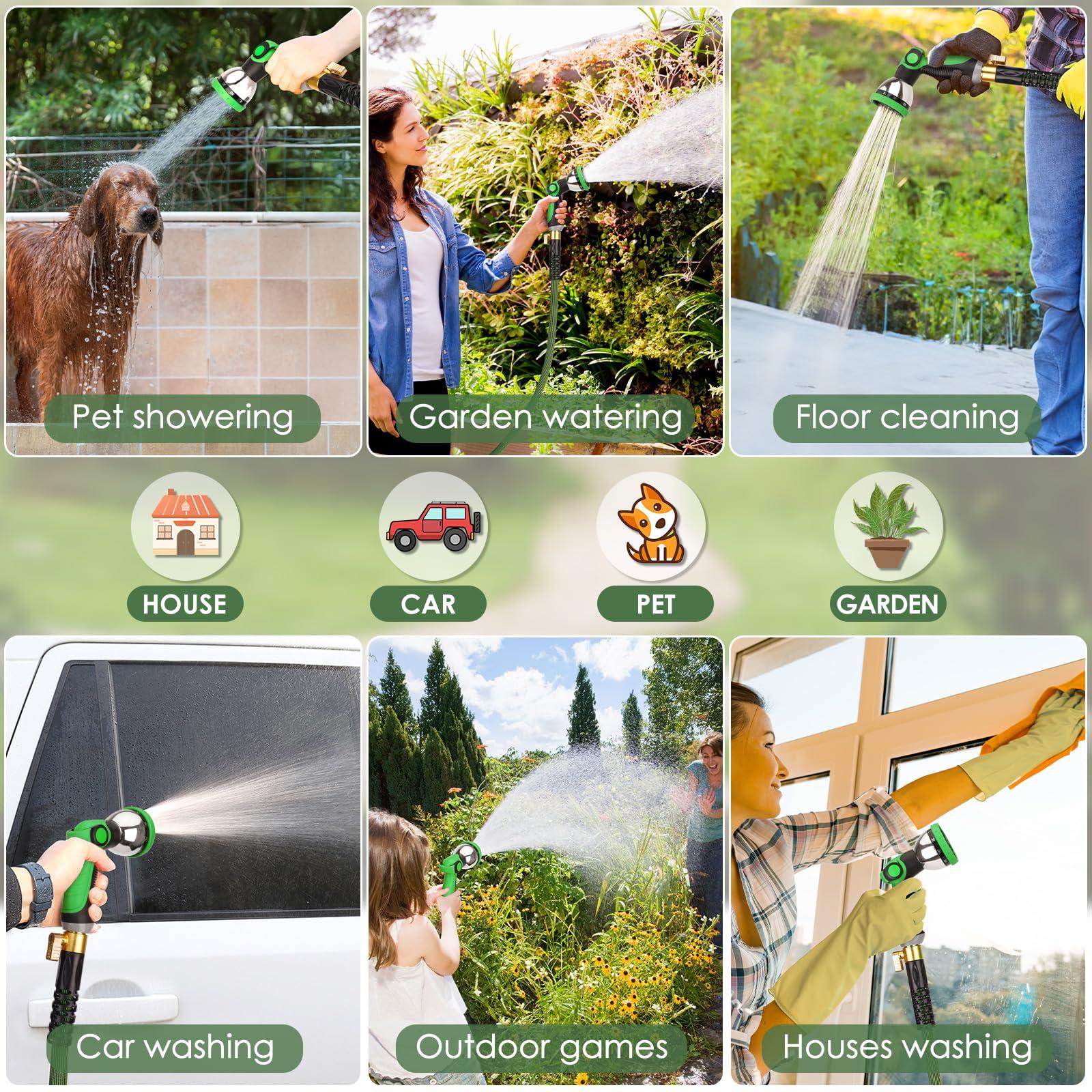 PALRORY Non-Expandable Garden Hose 100 ft, Ultra Lightweight Flexible Water Hose with 10-Pattern Nozzle, Leak-Proof, High-Density Fabric, Thickened Connector, Shut-Off Valve for Yard, Lawn, Outdoor - Image 6