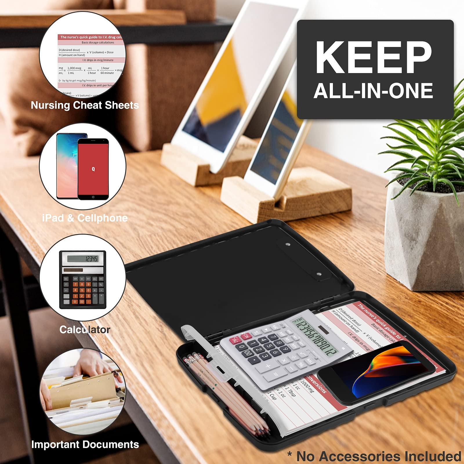 Sooez Clipboard with Storage, High Capacity Nursing Clip Board 8.5 x 11 with Pen Holder & Low Profile Clip, Plastic Clipboards Case Box, Teacher Must Haves School Office Supplies,Letter Size/ A4 - Image 5