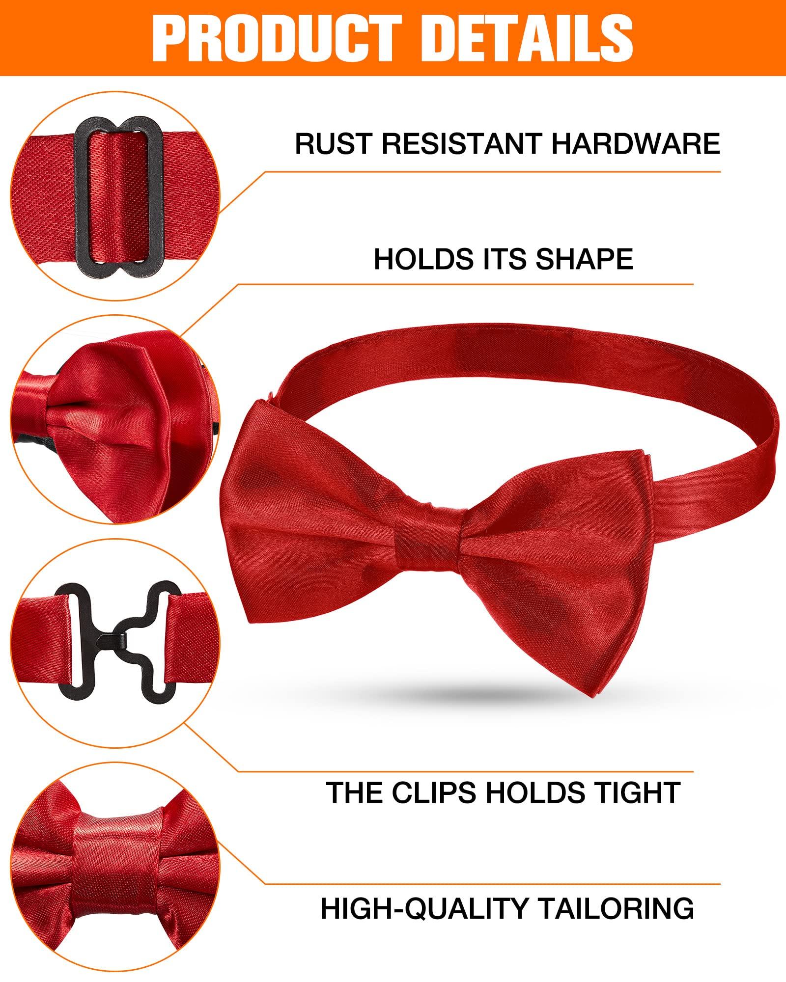 Hercicy 20 Pieces Bow Ties for Men, Formal Satin Solid Tuxedo Adjustable Length Pre Tied Bow Ties for Wedding Celebration - Image 3
