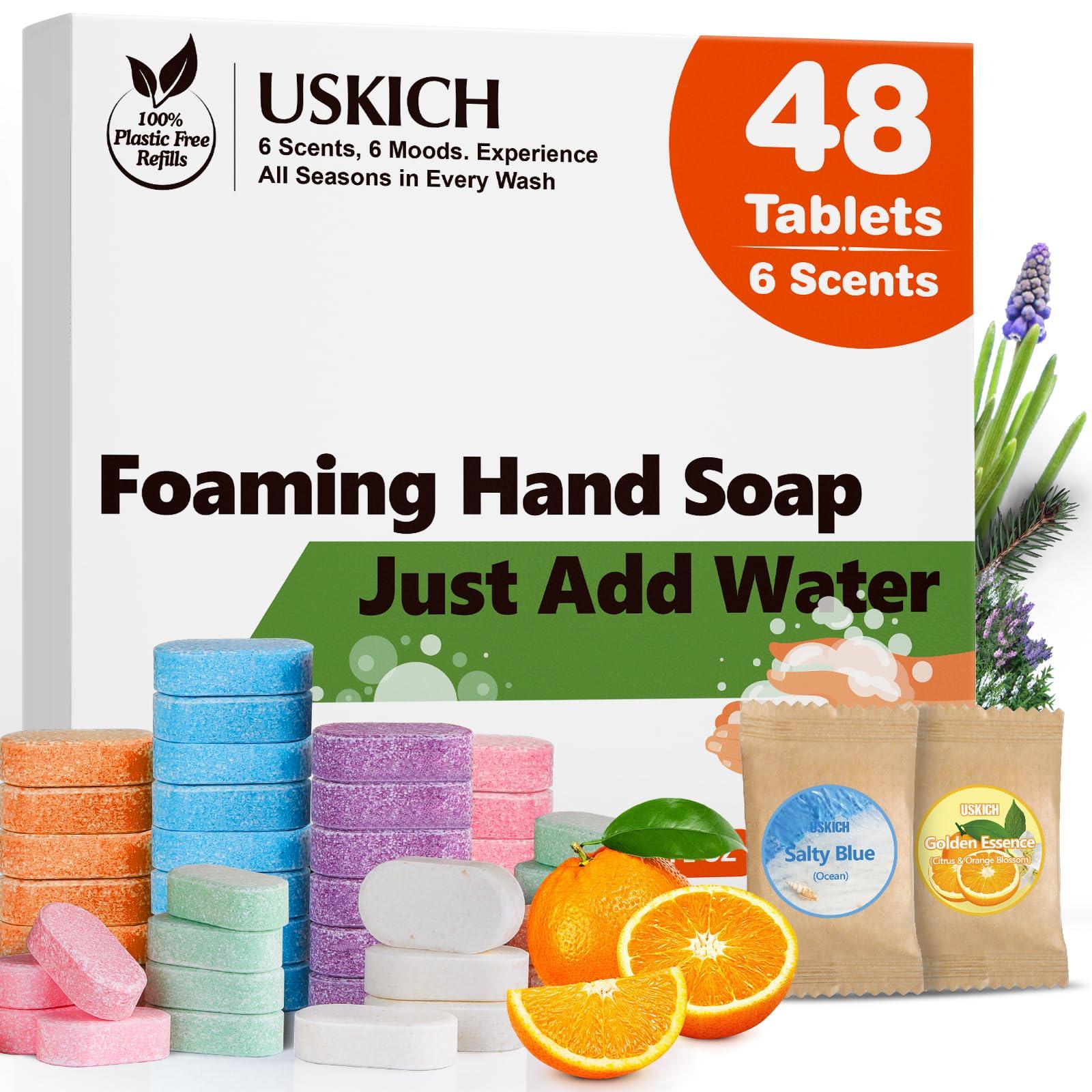 Foaming Hand Soap Tablet Refills -48Pack | Eco Friendly Products & Cleaning Supplies | Variety Fragrance Soap Refills Tablets for Using With Foaming Hand Soap Dispenser (48 x 8 Fl oz bottles)