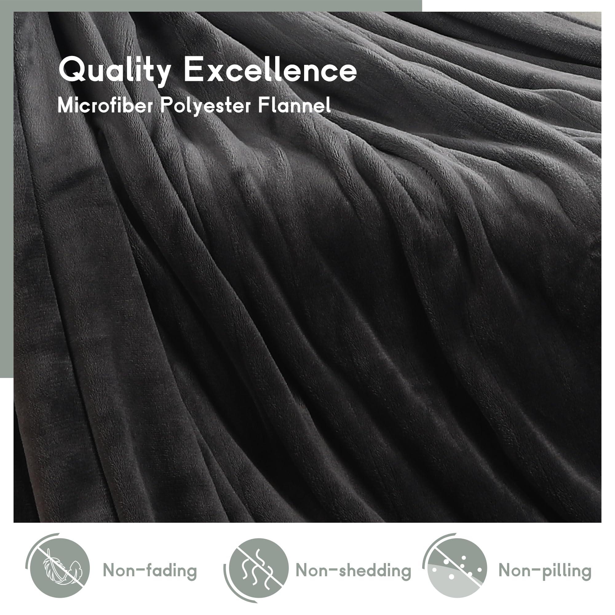 Minervada Heated Blanket Electric Blanket Full Size 72''x84'', Soft Flannel Heating Blanket with 10 Hour Auto Off - 5 Heat Settings - Machine Washable - Dark Grey - Image 2