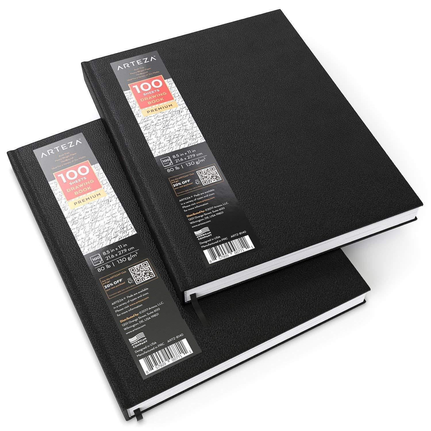 ARTEZA Hardcover Sketch Book 8.5 x 11 Drawing Pad 2 Pack 100 Sheets Sketch Pads for Drawing for Adults & Teens - Image 6