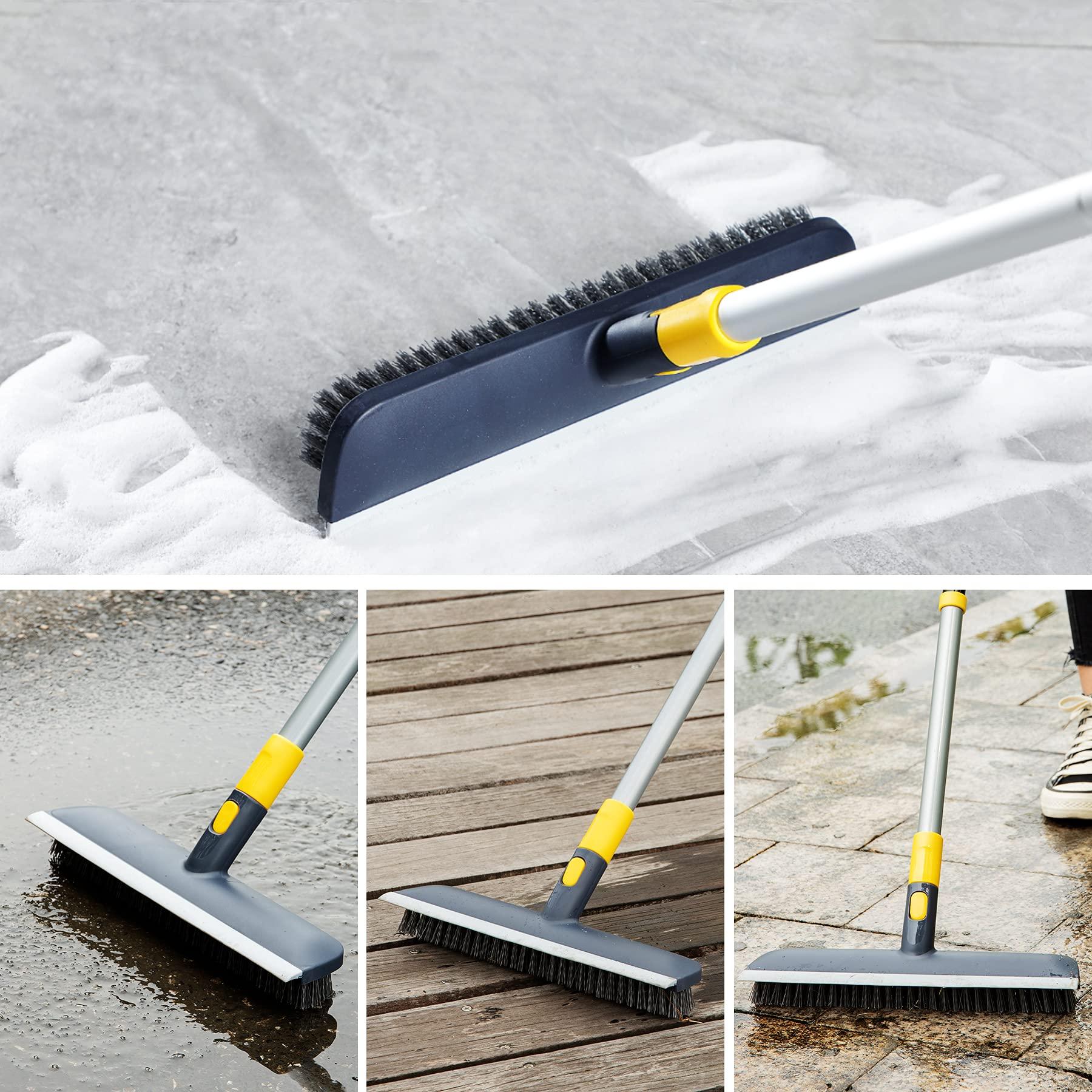 Yocada Floor Scrub Brush Telescopic Handle 2 in 1 Scrape Brush Stiff Bristle Shower Scrubber for Cleaning Patio Bathroom Garage Kitchen Wall Deck Tub Tile 55.9 inch Tall - Image 7