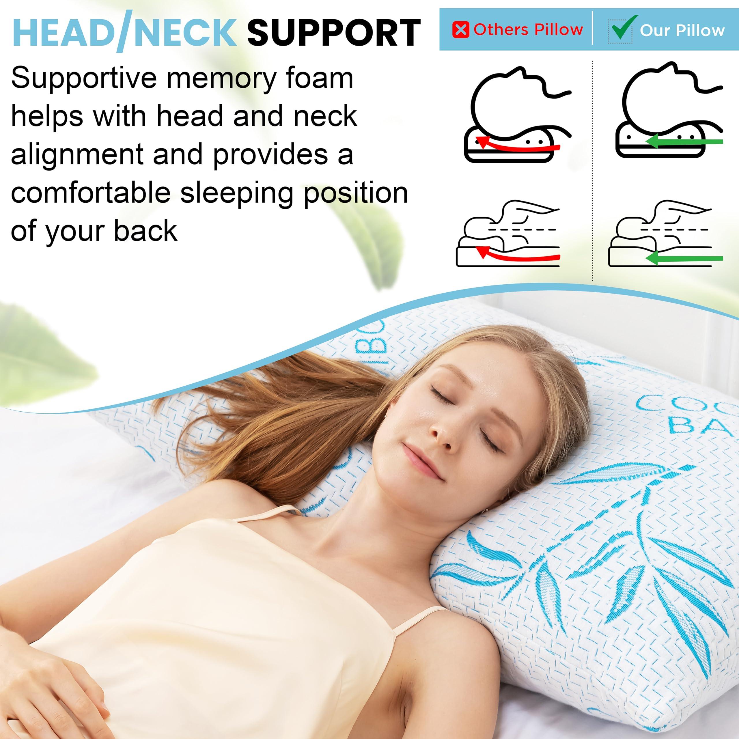 2 Pack King Size Rayon Derived from Bamboo Pillows for Sleeping, Cooling Shredded Memory Foam Adjustable Rayon Derived from Bamboo Bed Pillow with, Removable/Washable Cover (King 2 Pack) - Image 5